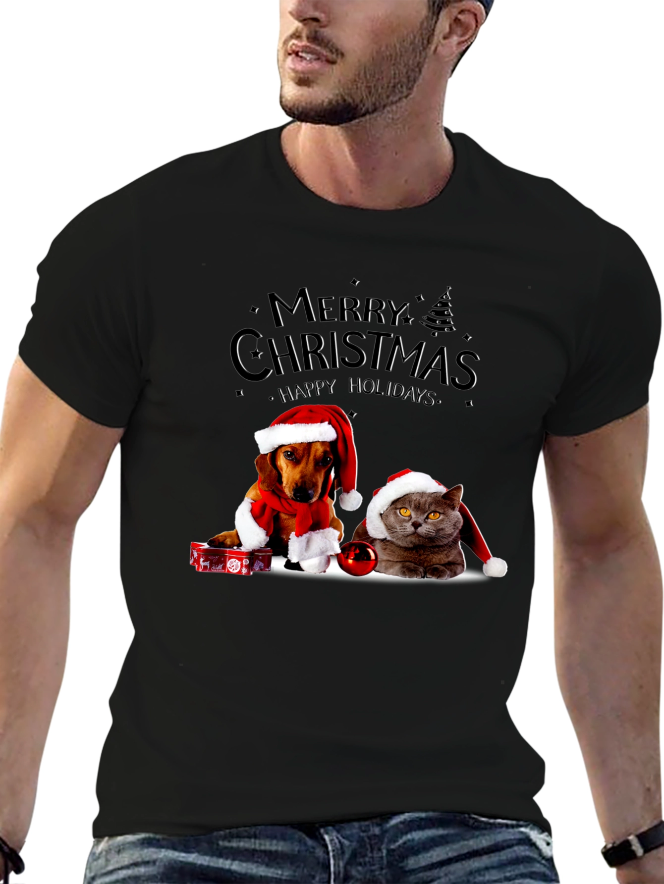 Merry Christmas Dog and Cat T-Shirt