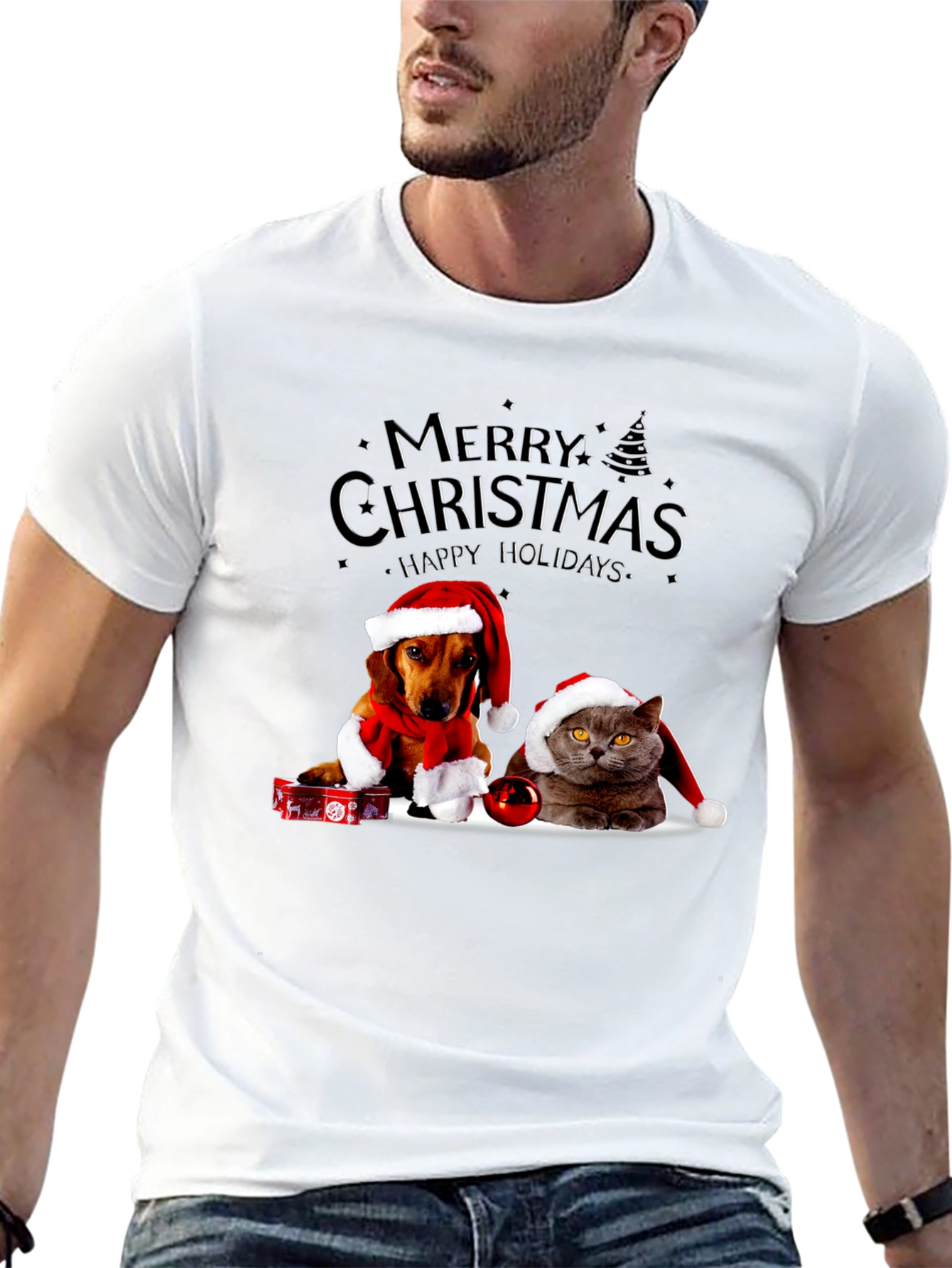 Merry Christmas Dog and Cat T-Shirt