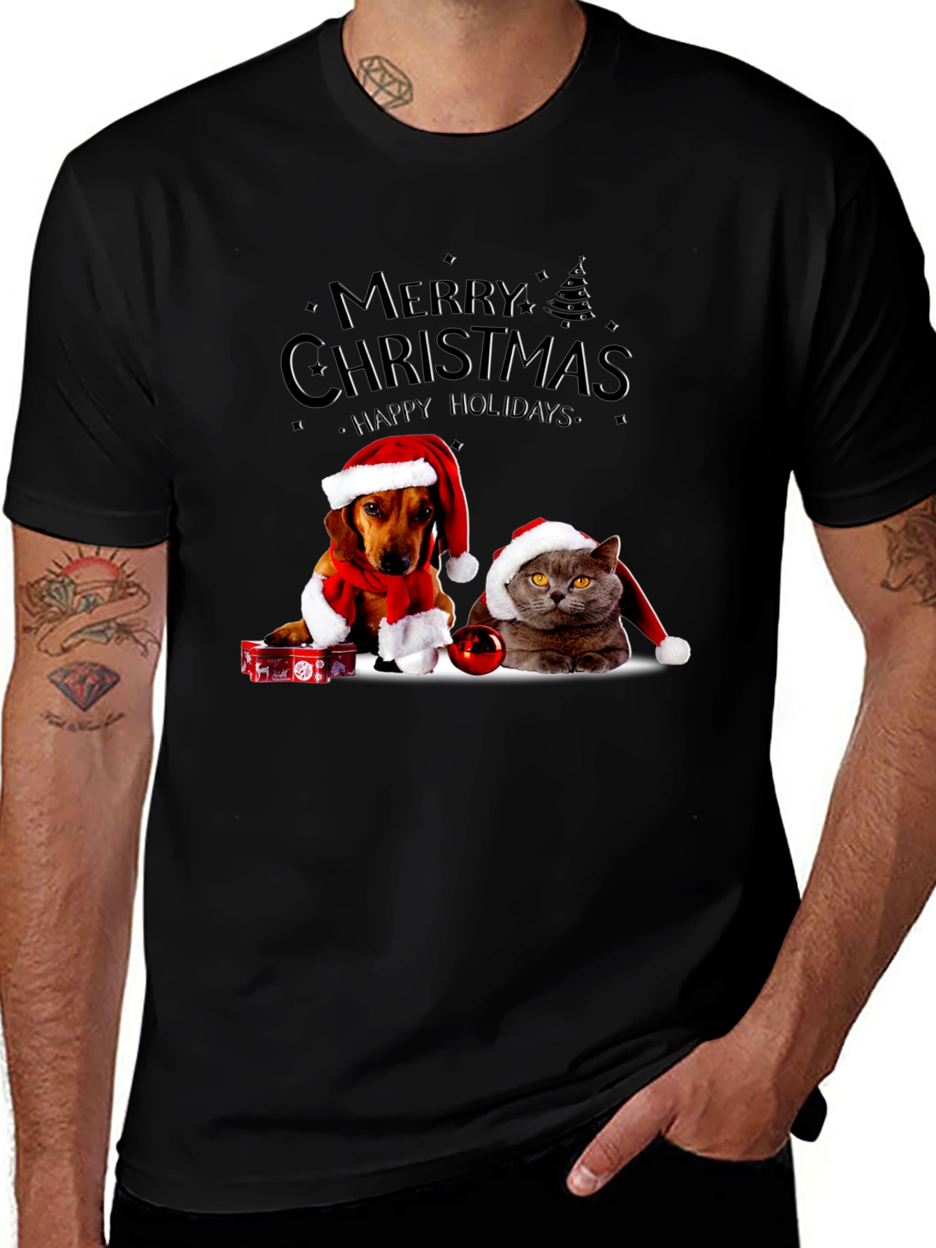 Merry Christmas Dog and Cat T-Shirt