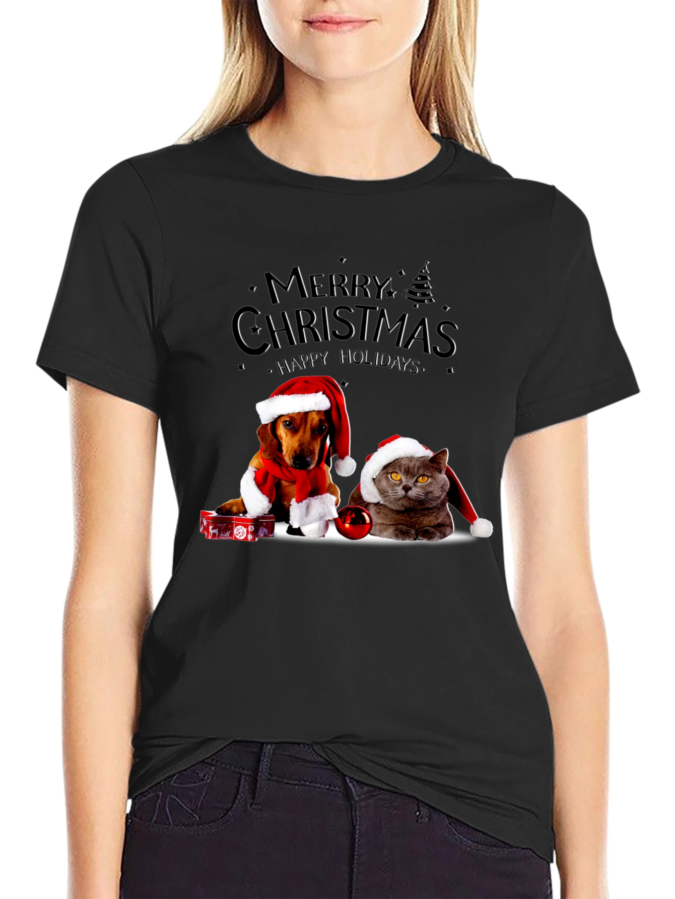 Merry Christmas Dog and Cat T-Shirt