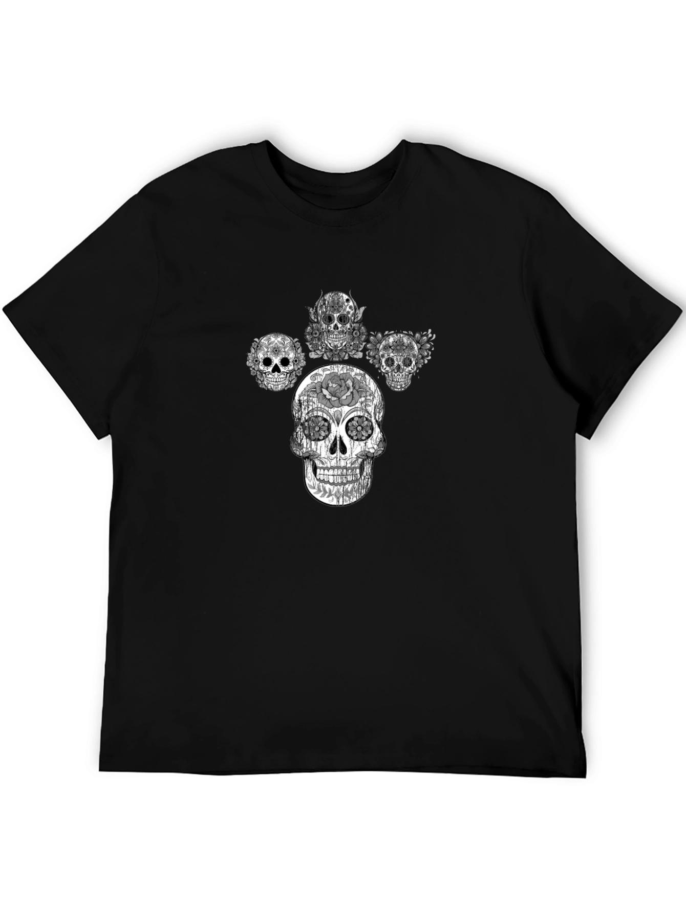 Skull Graphic Tee - Black Cotton T-Shirt