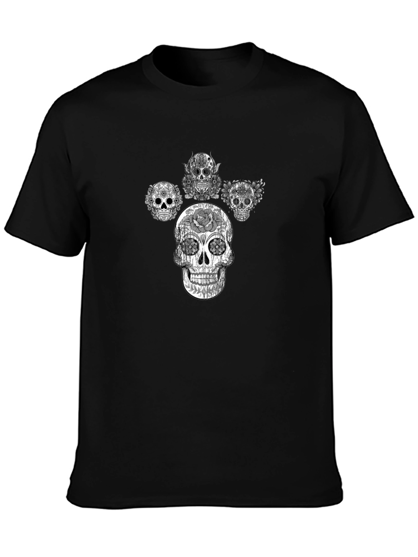 Skull Graphic Tee - Black Cotton T-Shirt