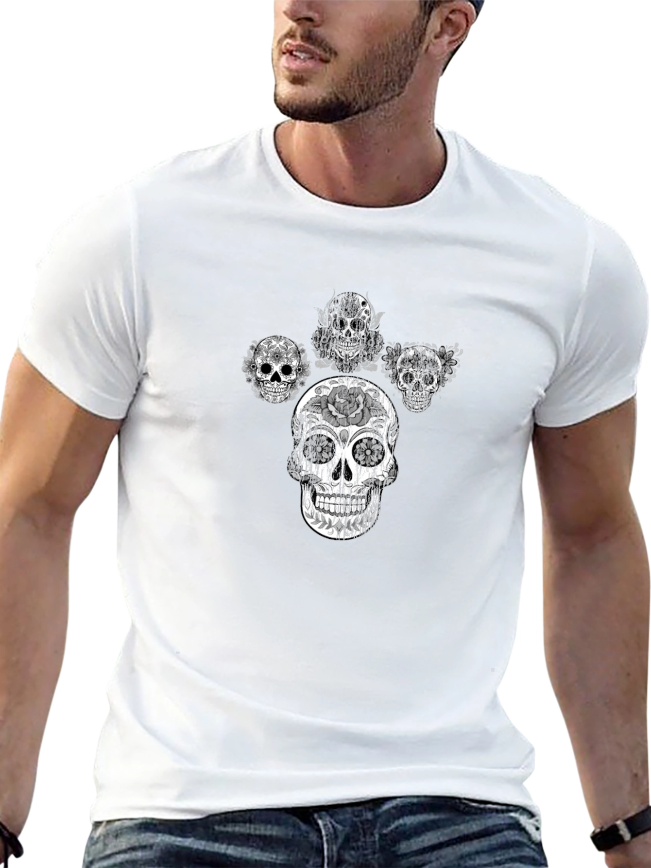 Skull Graphic Tee - Black Cotton T-Shirt