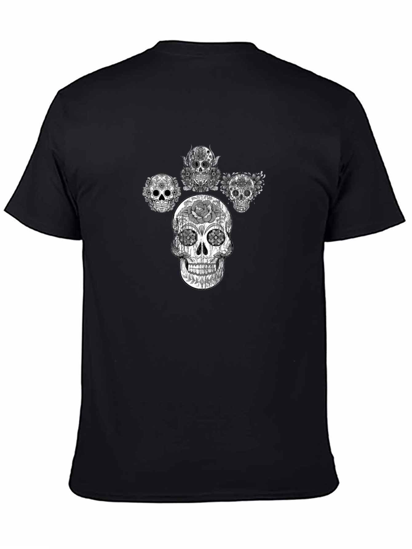 Skull Graphic Tee - Black Cotton T-Shirt