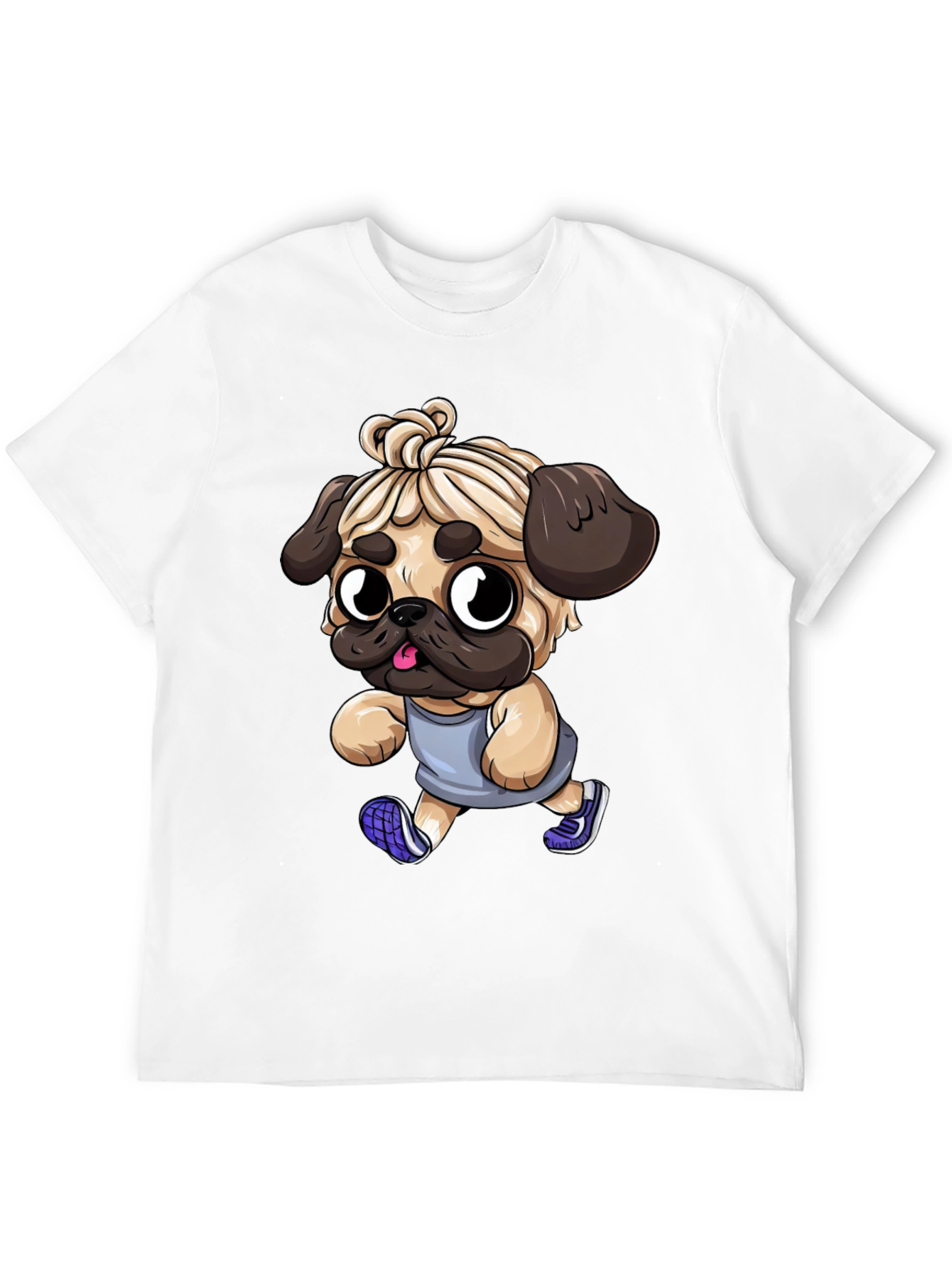 Funny Pug Jogger Tee - Mens Black T-Shirt
