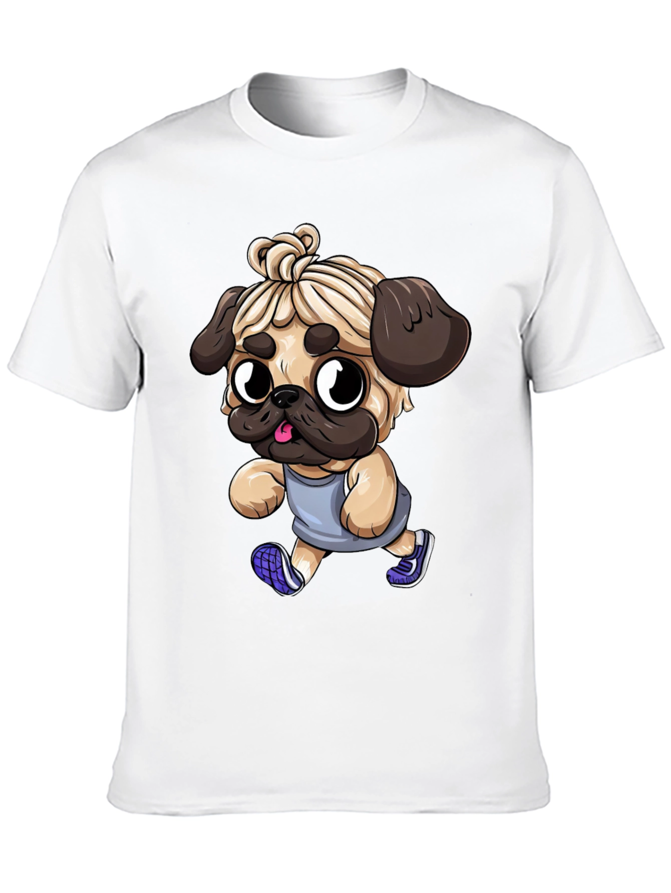 Funny Pug Jogger Tee - Mens Black T-Shirt
