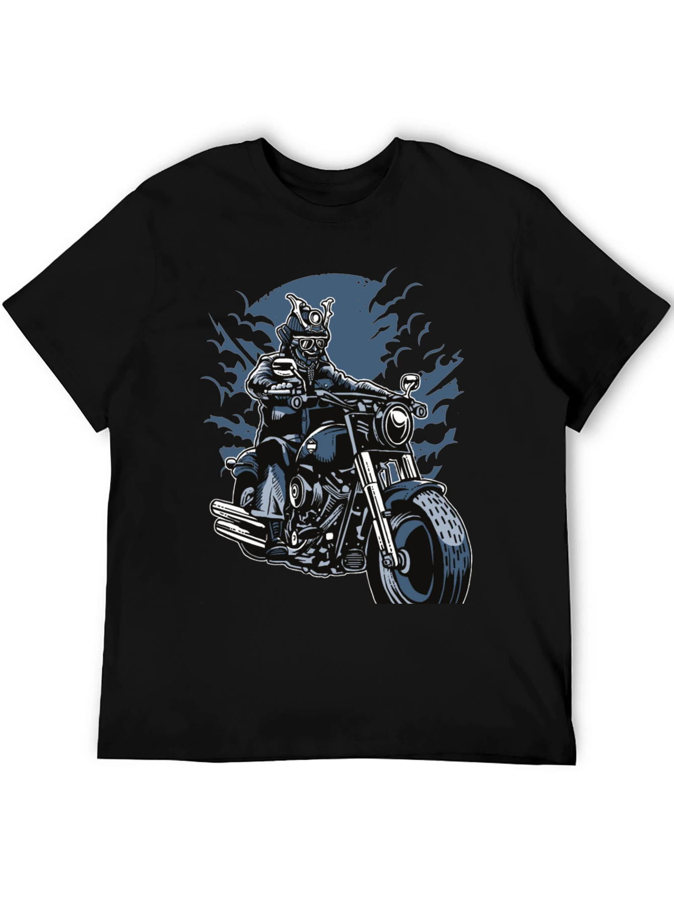 Samurai Biker Graphic T-Shirt - Black