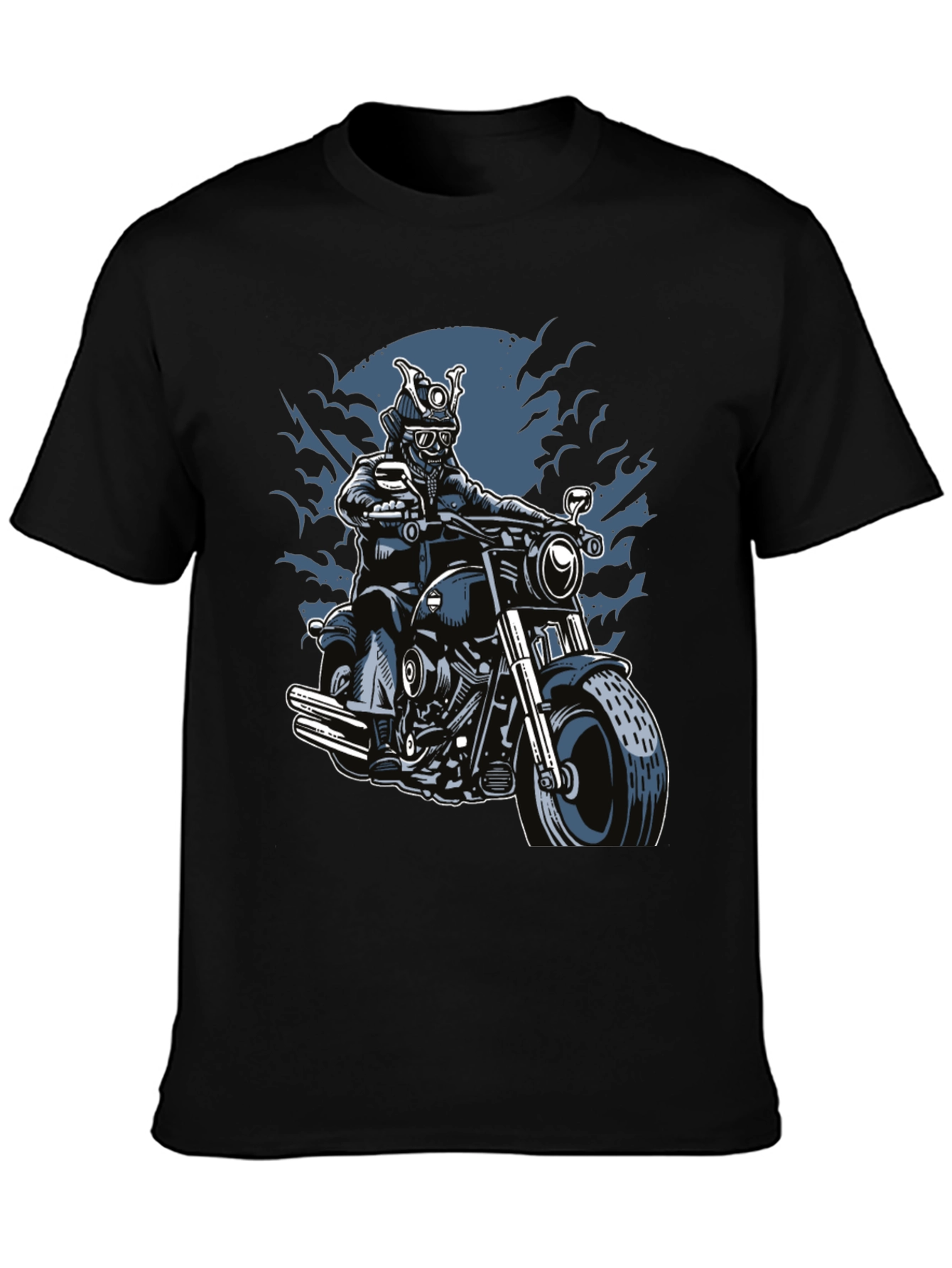 Samurai Biker Graphic T-Shirt - Black