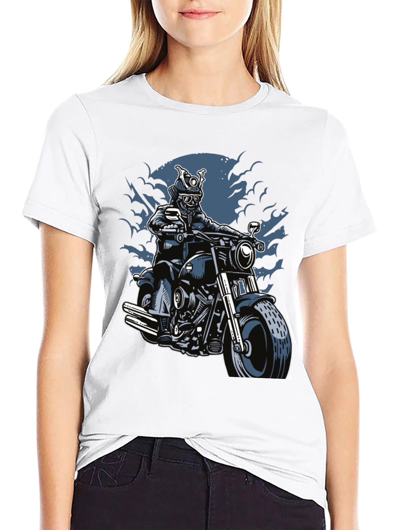 Samurai Biker Graphic T-Shirt - Black