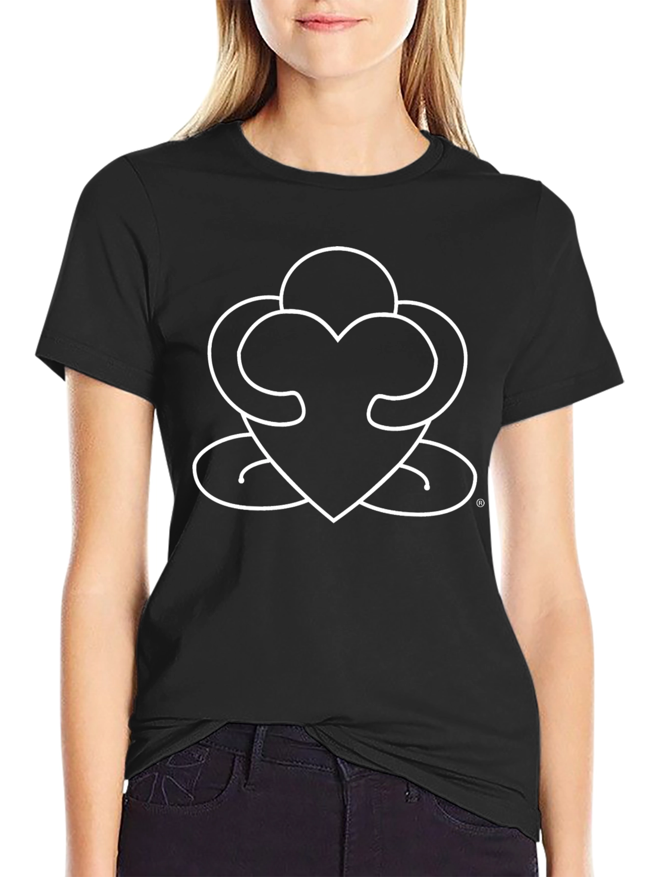 Abstract Heart Graphic Tee - Black Casual Shirt