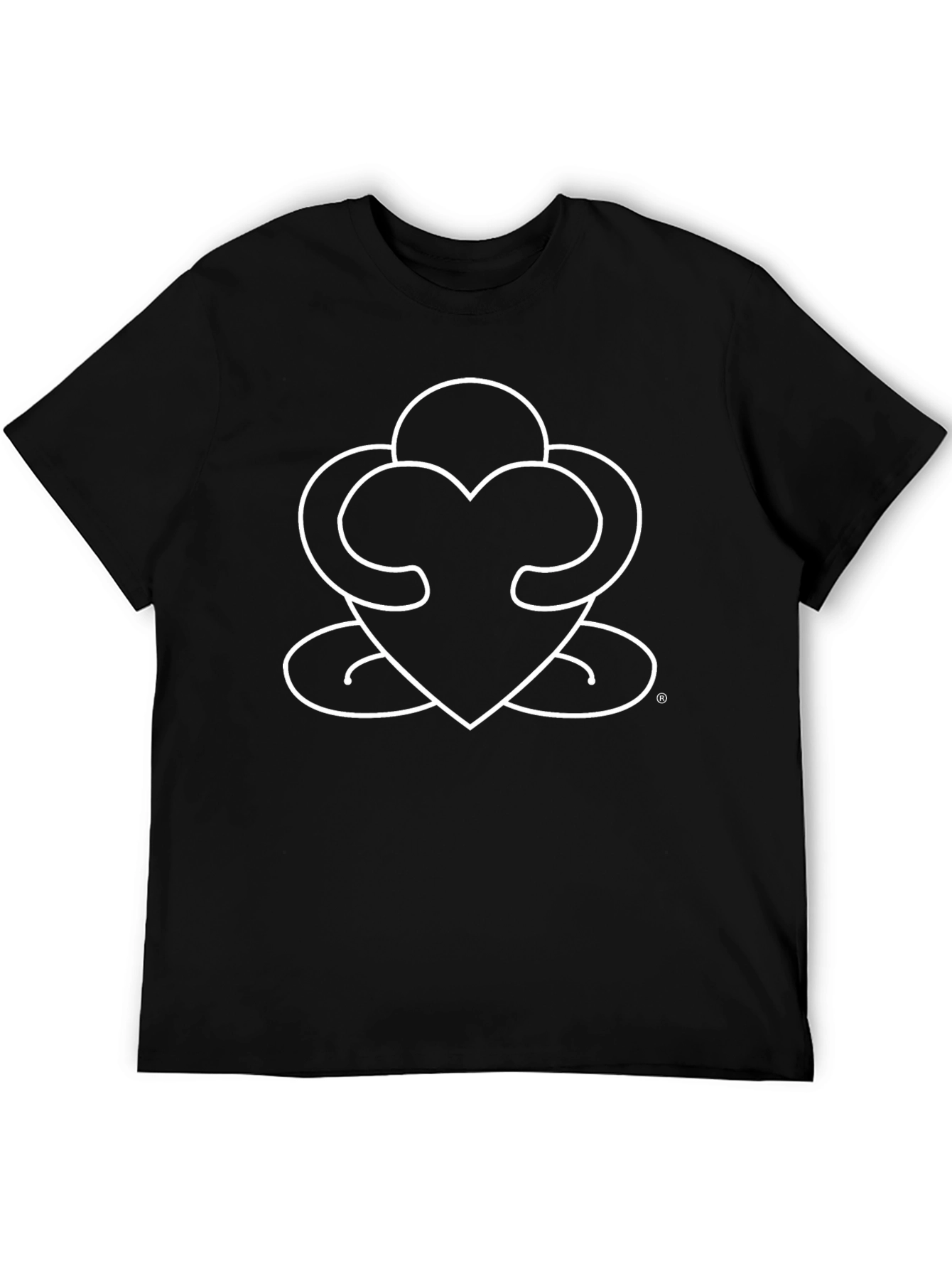 Abstract Heart Graphic Tee - Black Casual Shirt