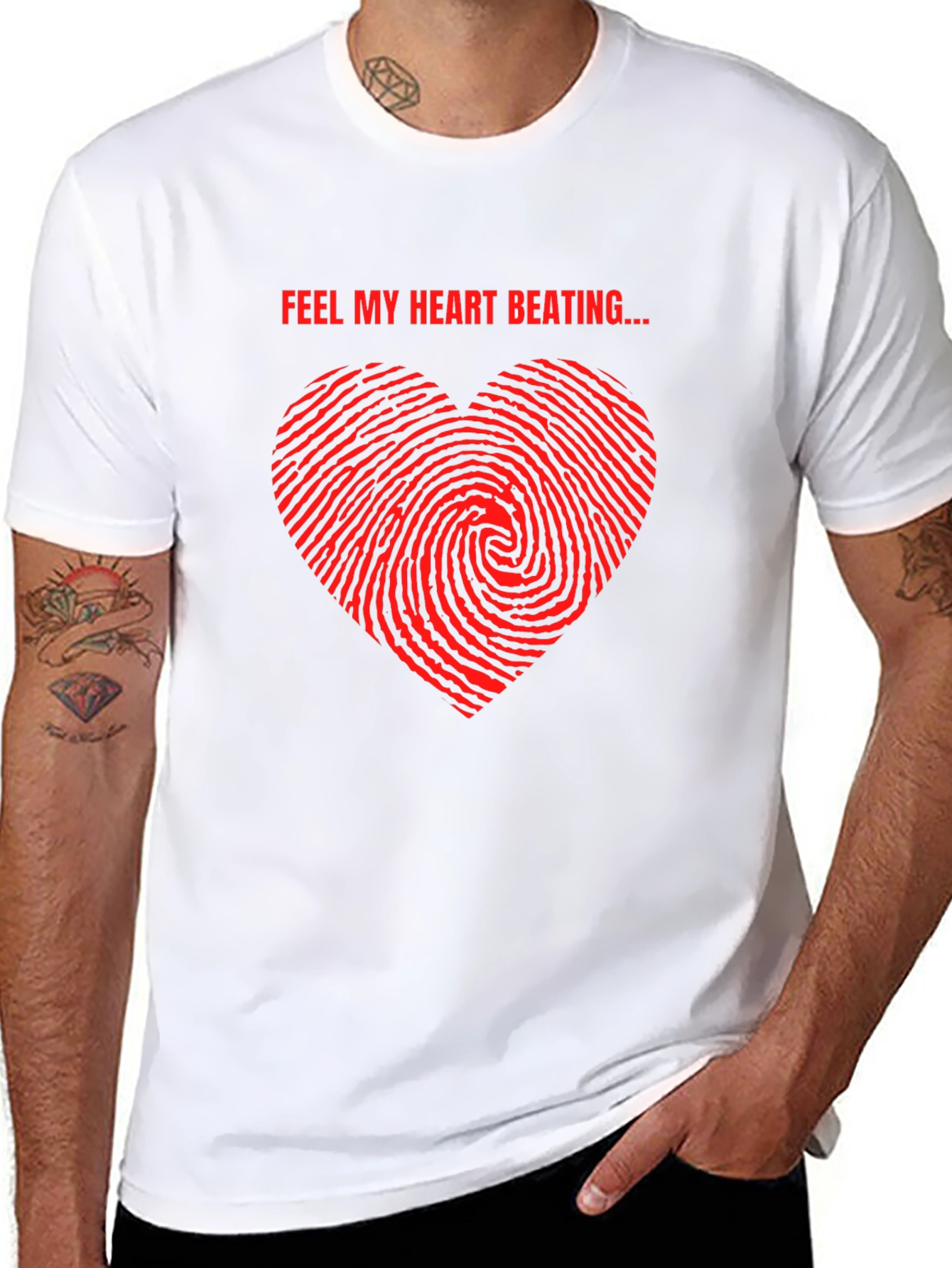 Feel My Heart Beating Black T-Shirt