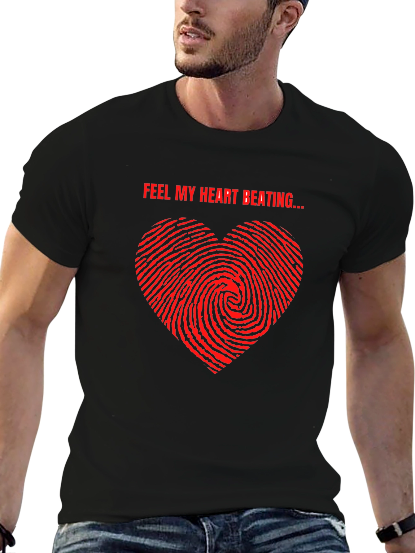 Feel My Heart Beating Black T-Shirt