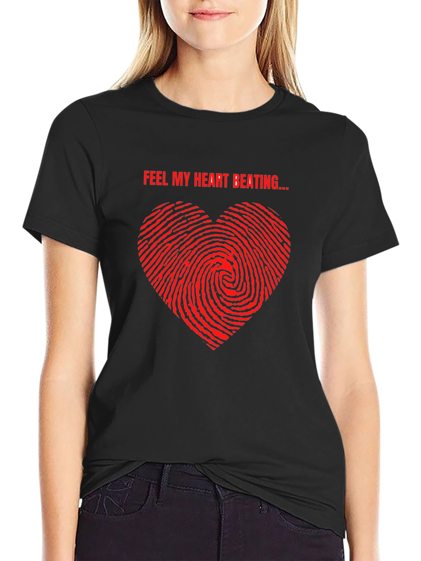 Feel My Heart Beating Black T-Shirt