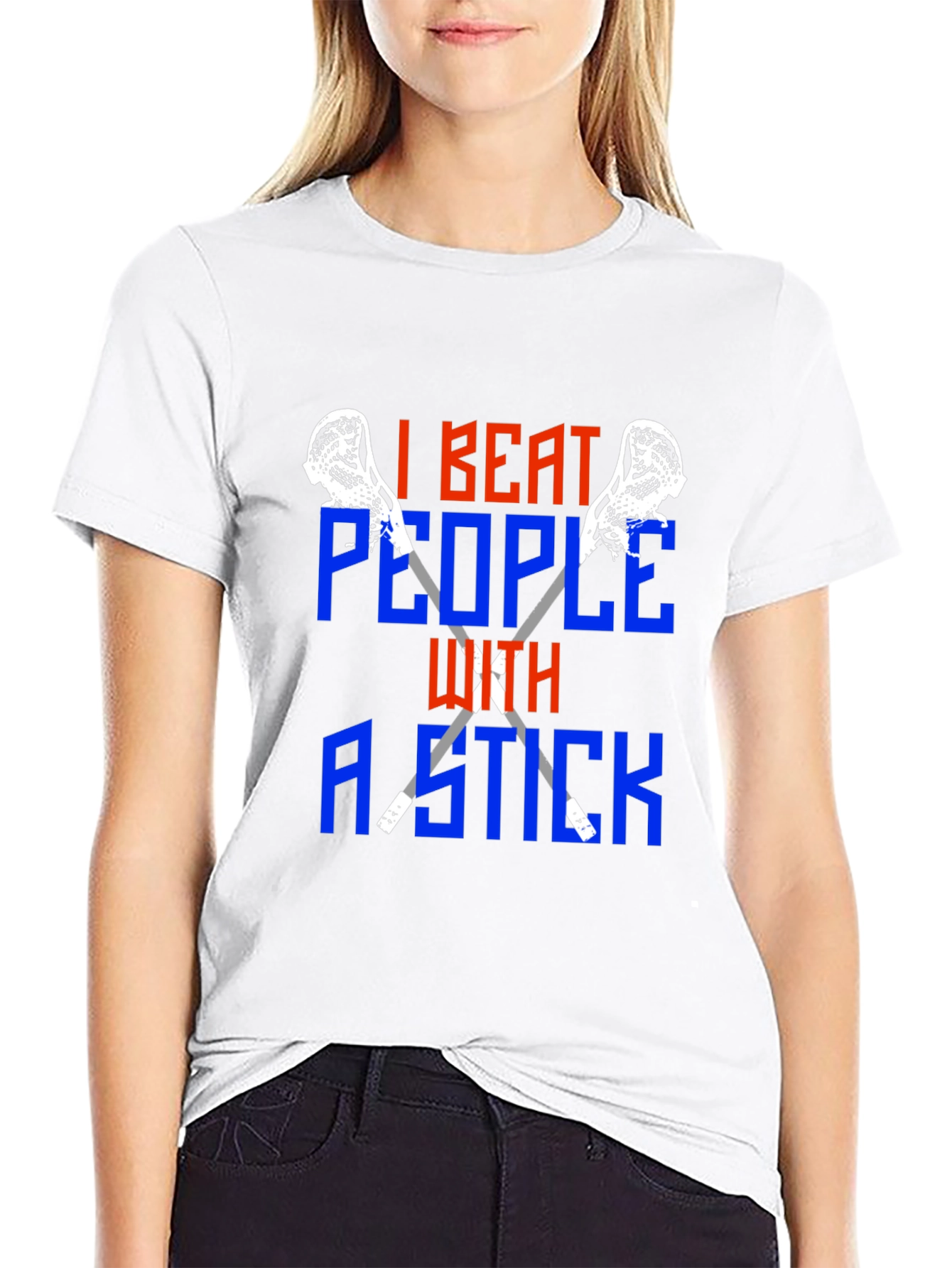 I Beat People With a Stick Lacrosse T-Shirt