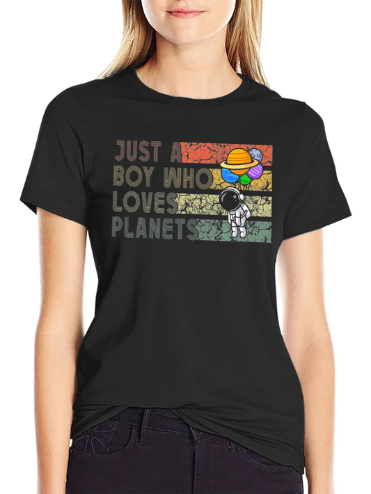 Boy Who Loves Planets T-Shirt - Astronaut Space Tee