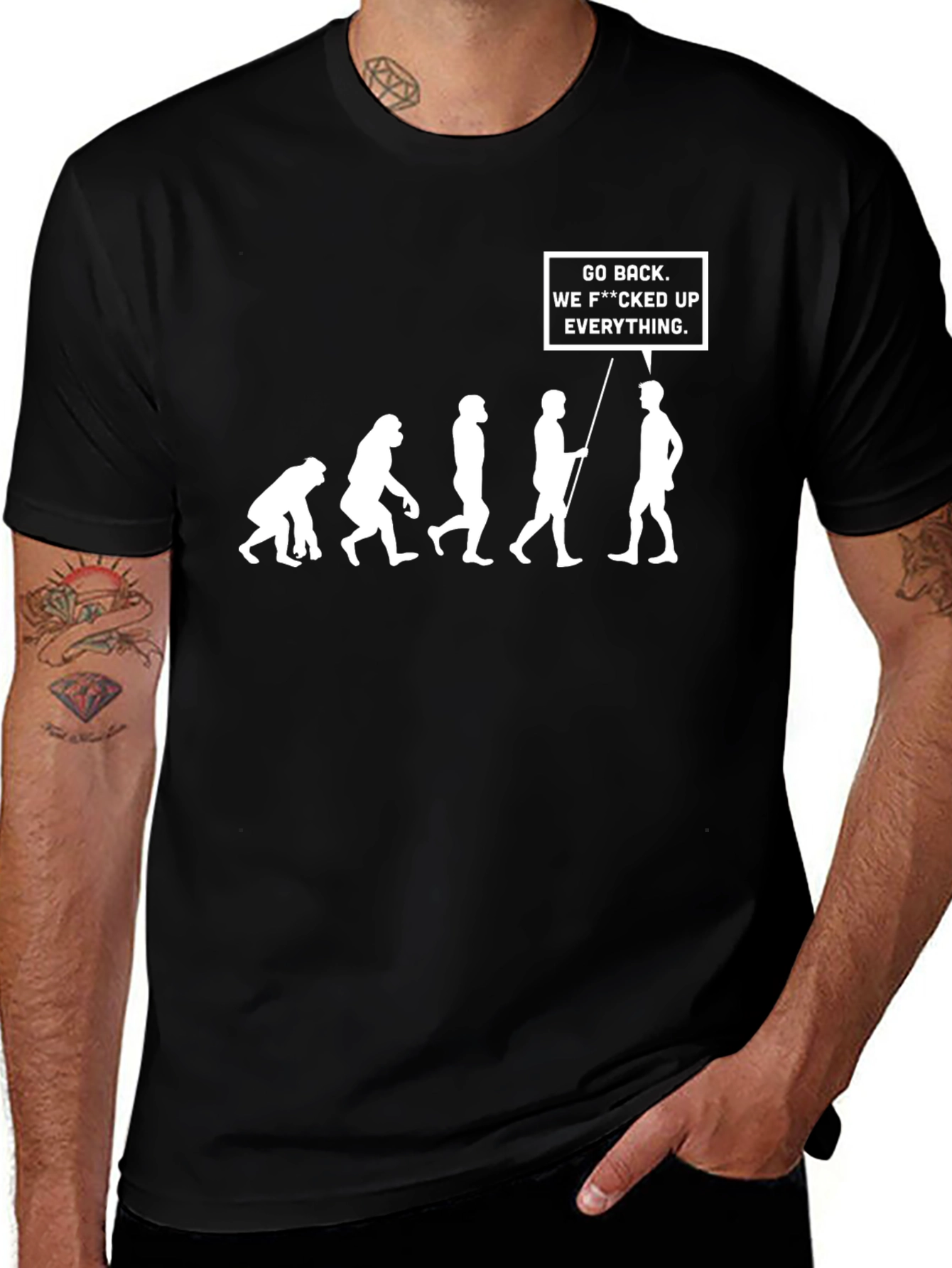 Evolution Go Back T-Shirt - Funny Graphic Tee