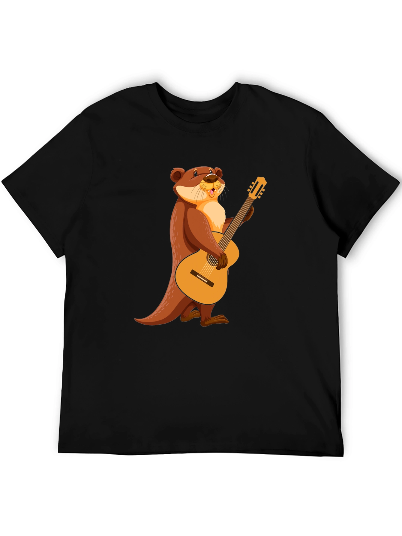Otter with Guitar Black T-Shirt