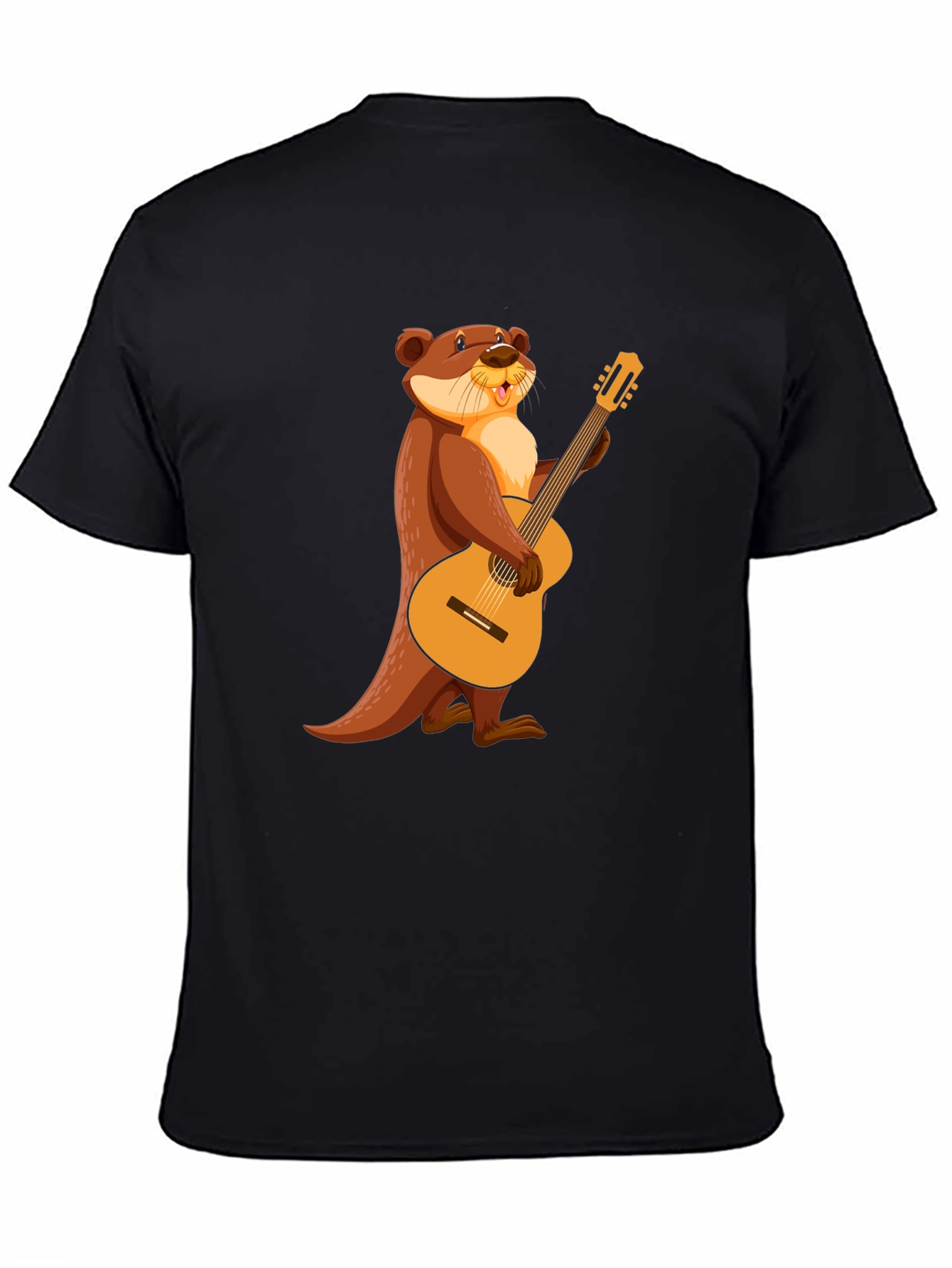 Otter with Guitar Black T-Shirt