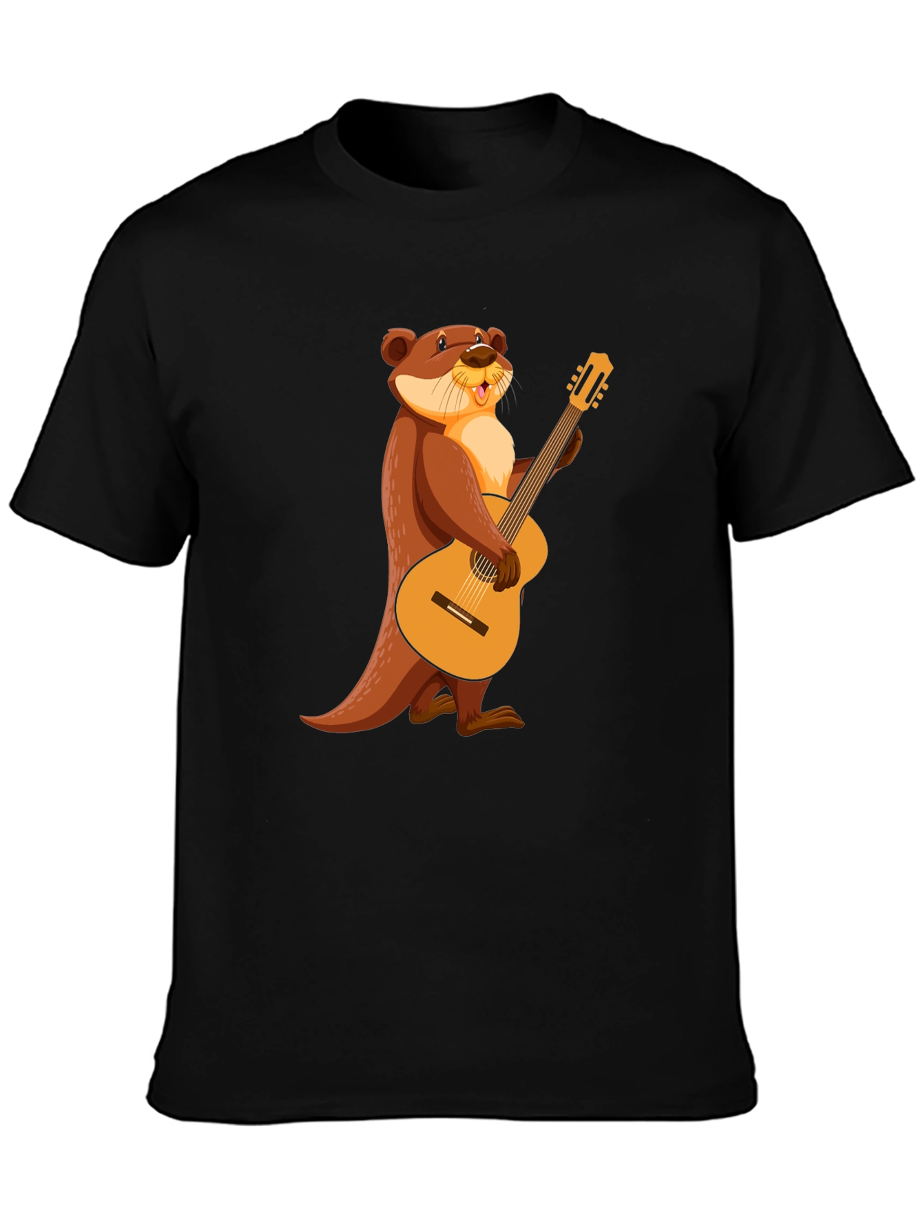Otter with Guitar Black T-Shirt