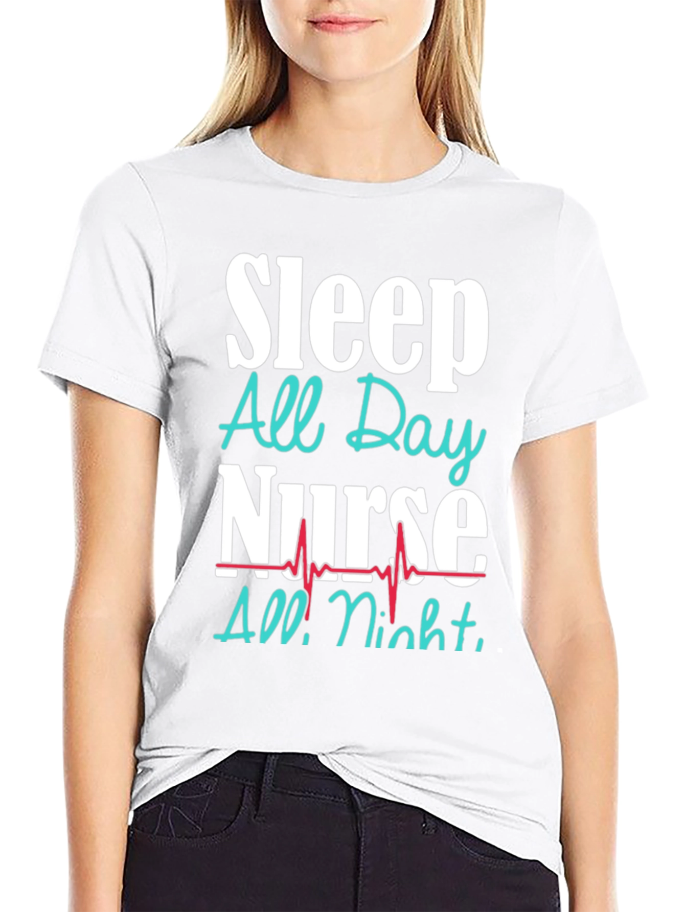 Sleep All Day Nurse T-Shirt Funny Nursing Gift