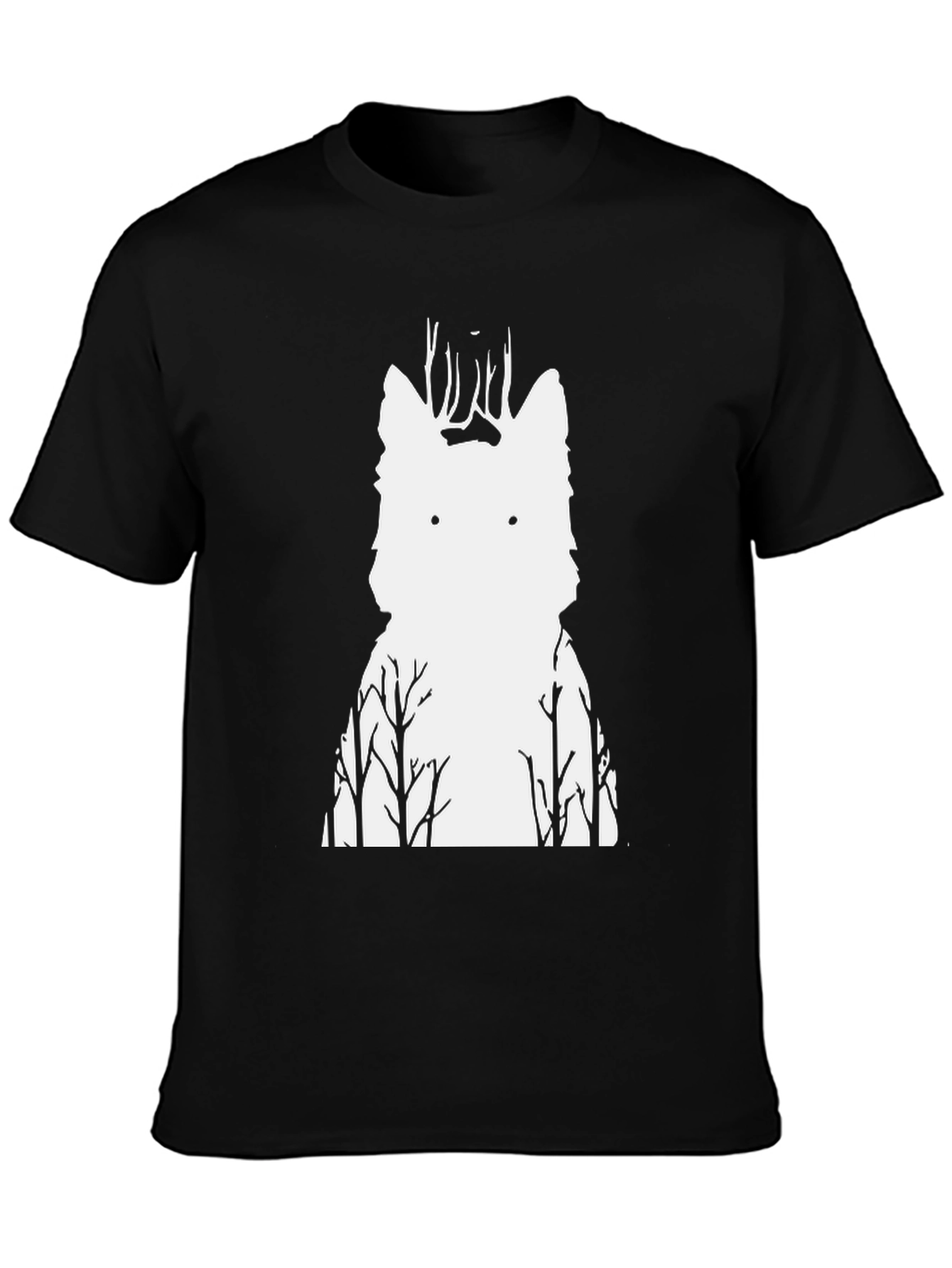 Wolf Forest Graphic Tee - Black Cotton Blend