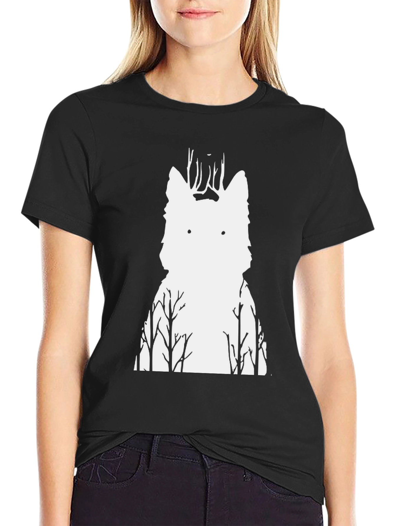 Wolf Forest Graphic Tee - Black Cotton Blend