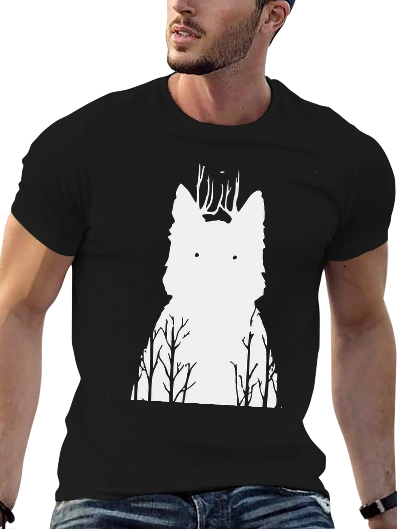 Wolf Forest Graphic Tee - Black Cotton Blend