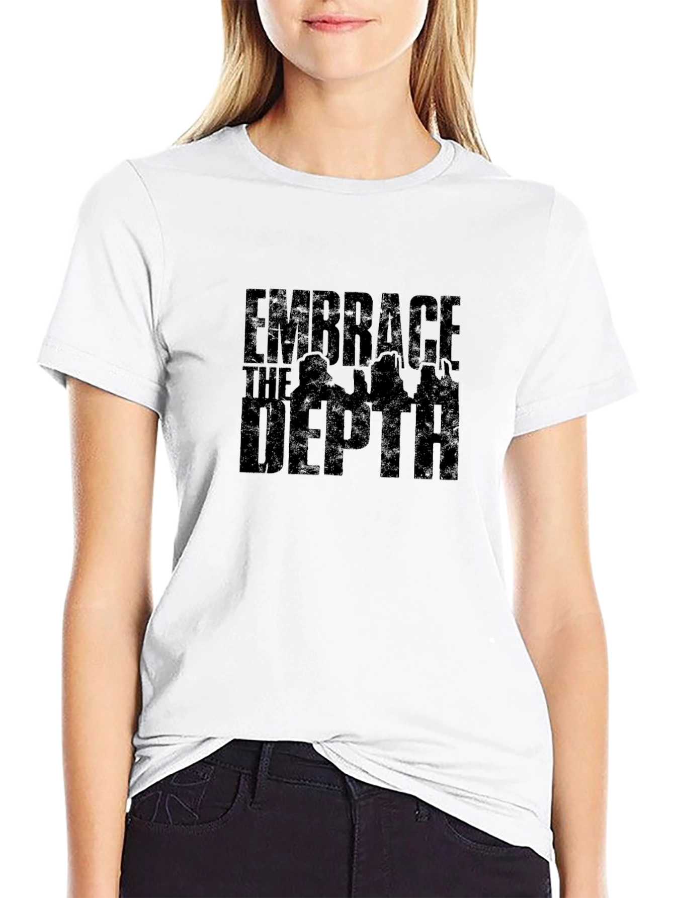 Embrace The Depth Graphic Print Black T-Shirt