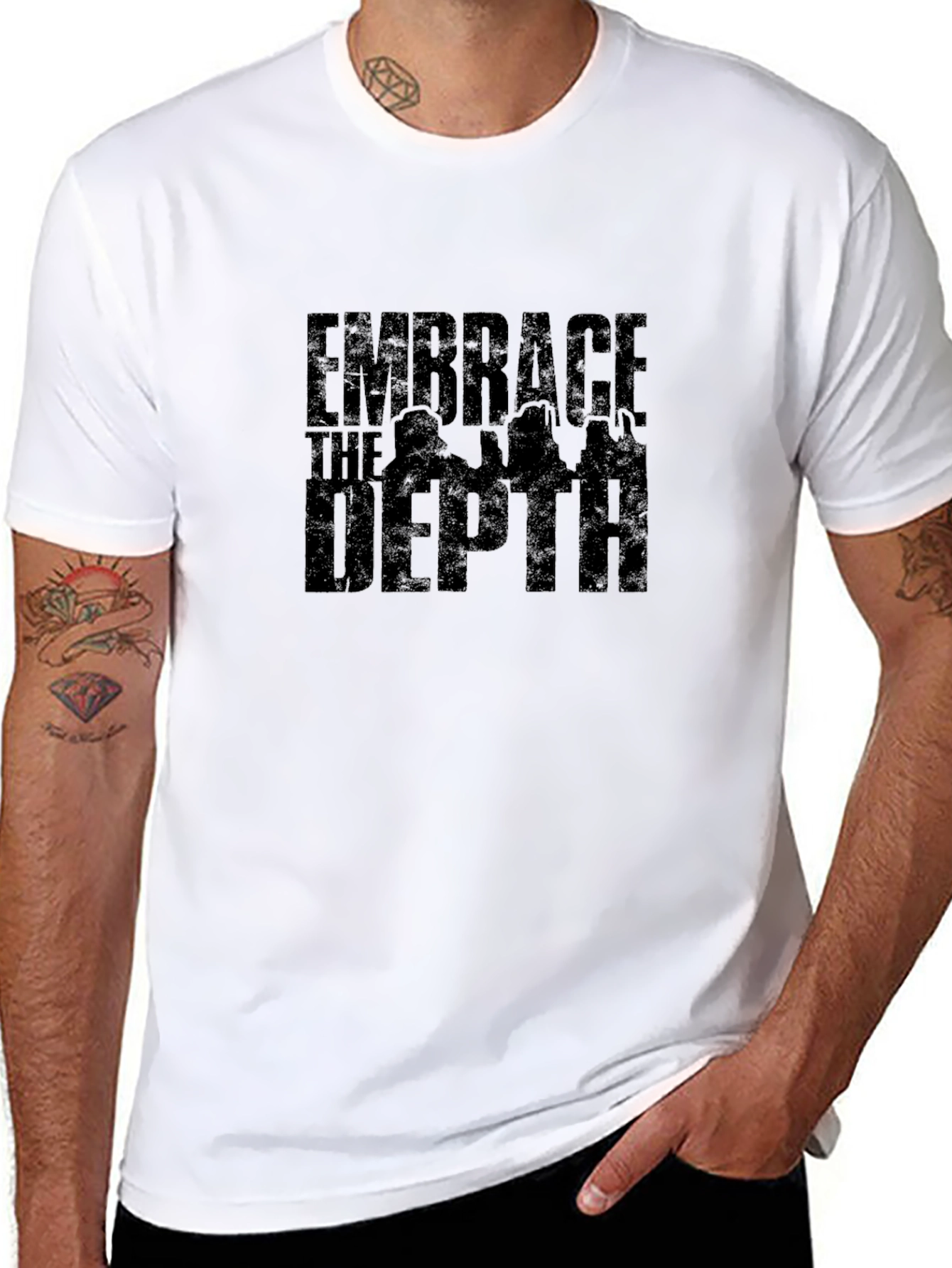 Embrace The Depth Graphic Print Black T-Shirt