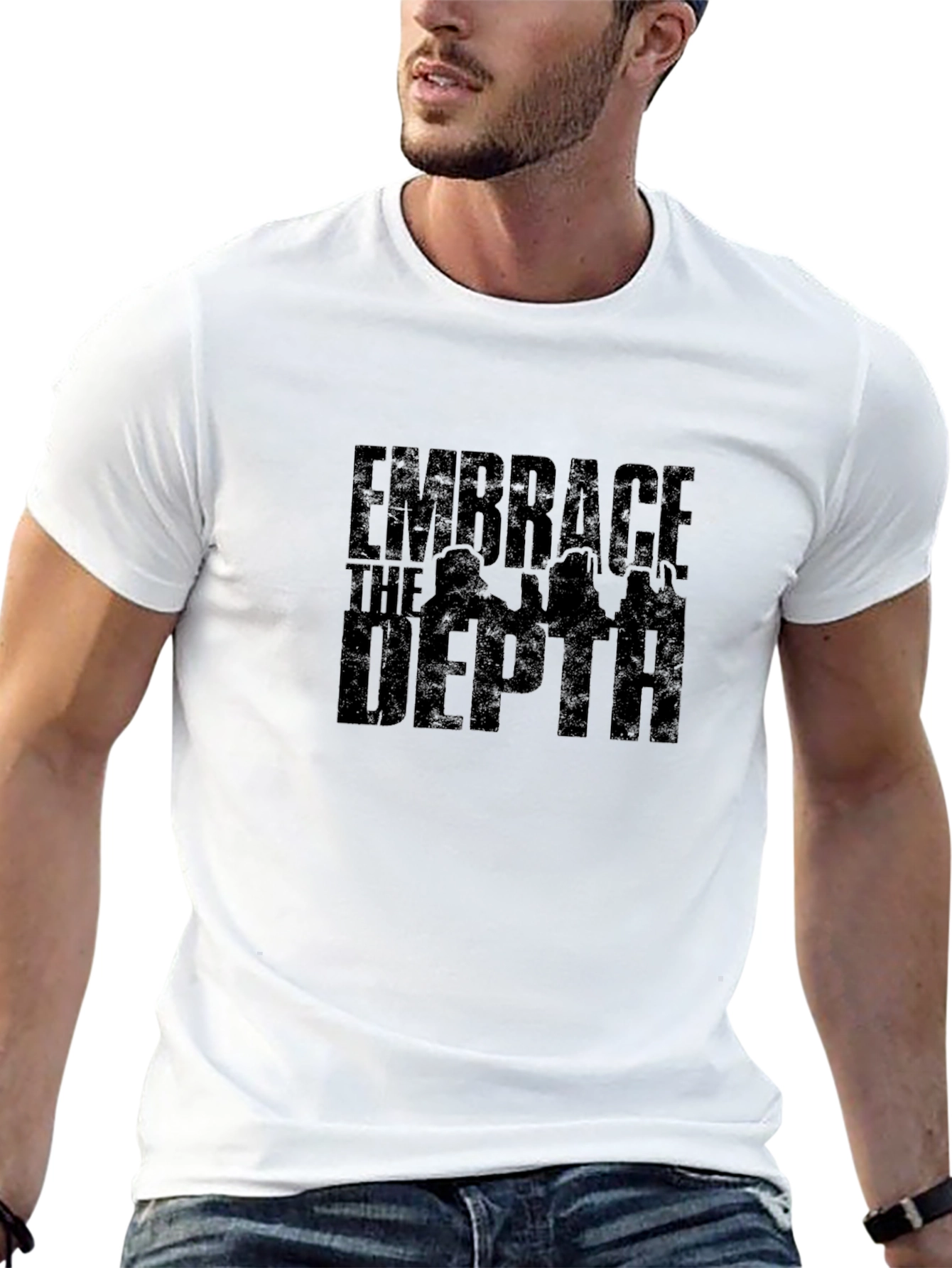 Embrace The Depth Graphic Print Black T-Shirt