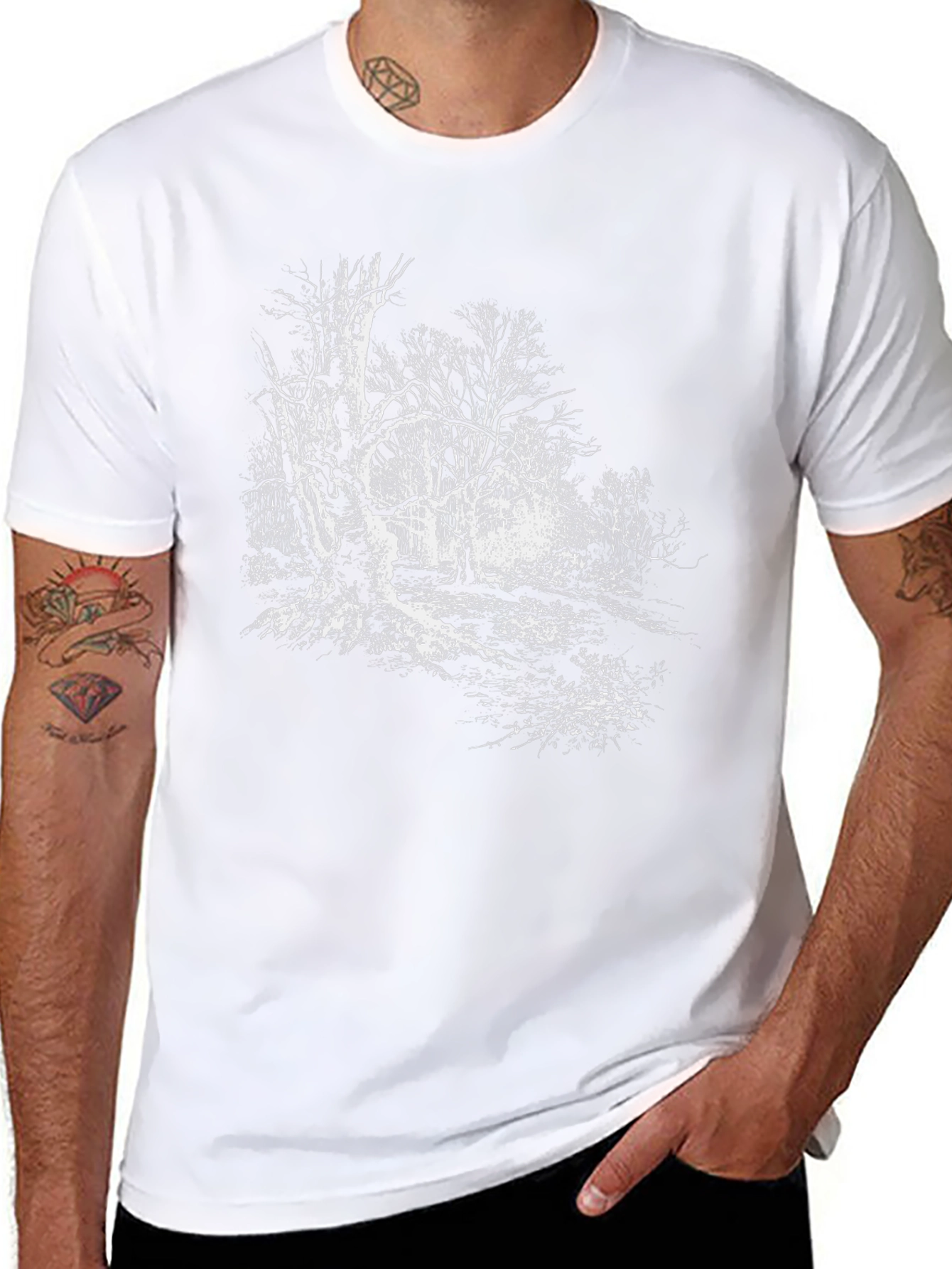Eerie Forest Graphic Tee - Black Cotton T-Shirt