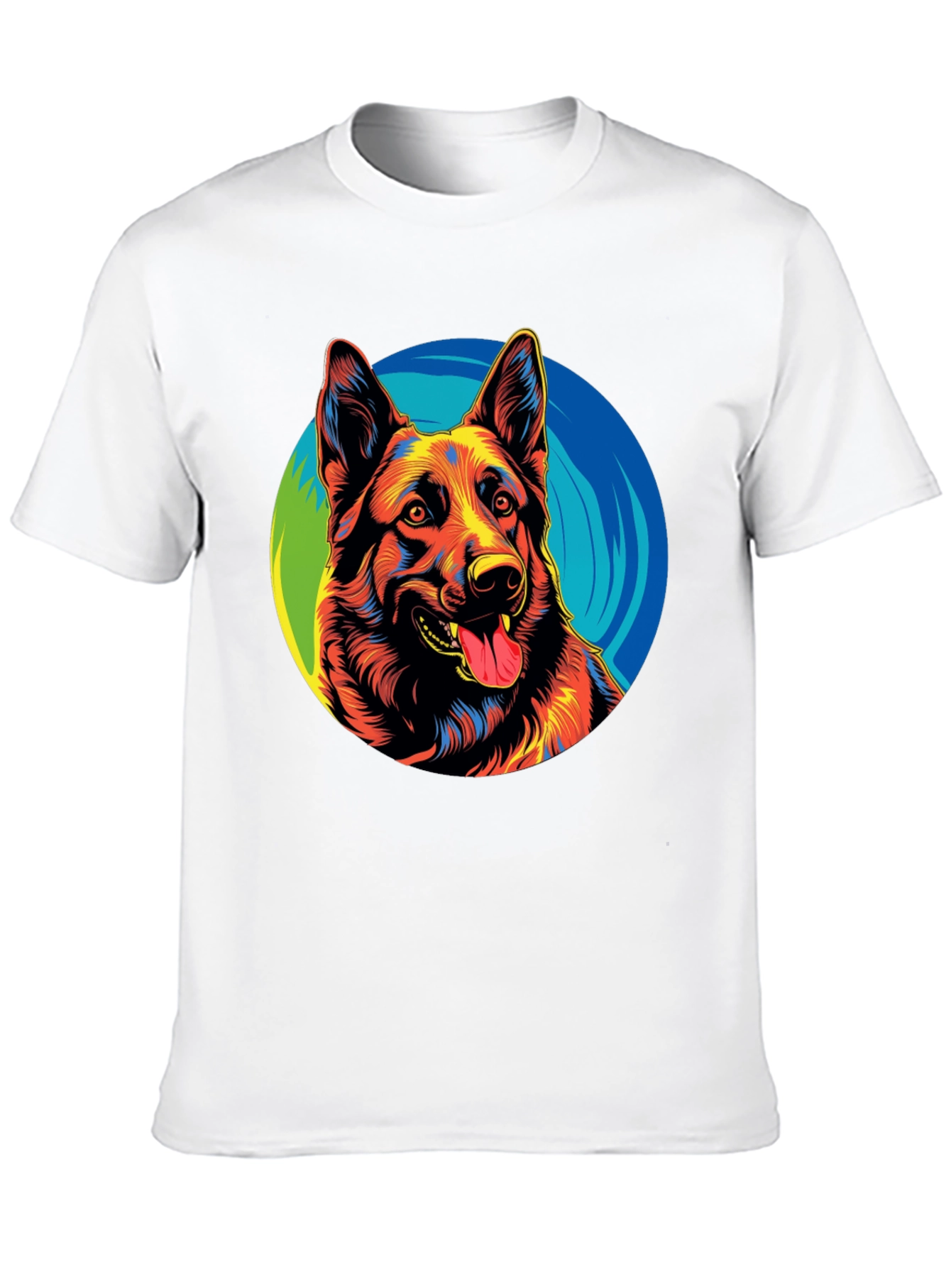 Vibrant German Shepherd Graphic Tee - Black