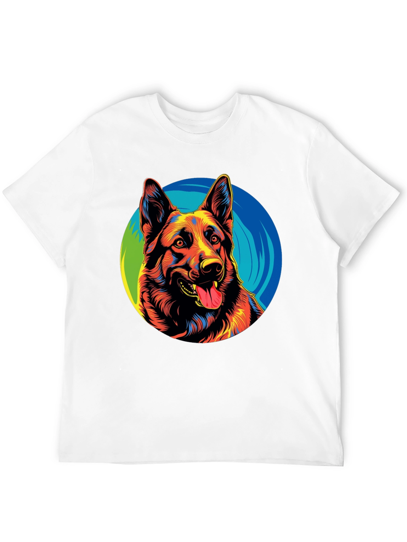 Vibrant German Shepherd Graphic Tee - Black