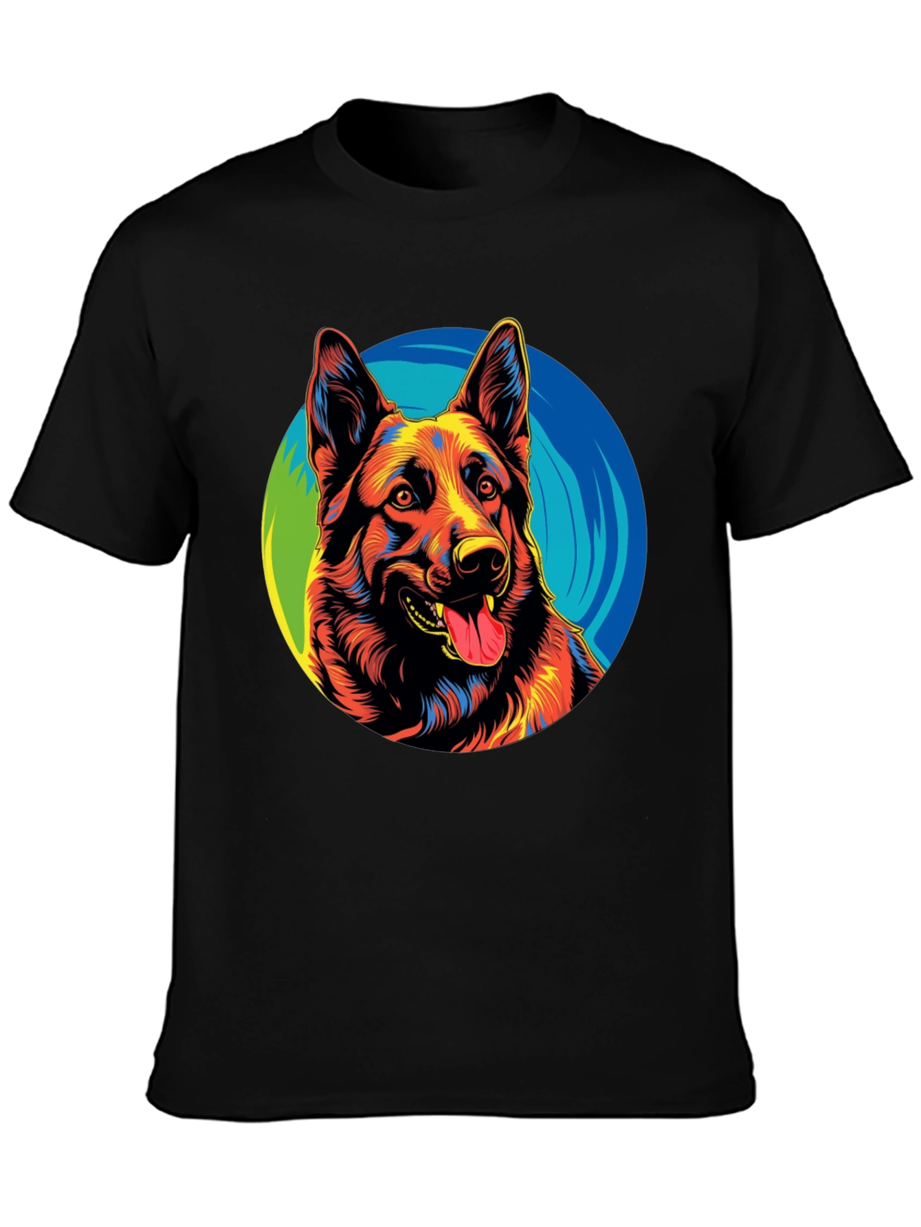 Vibrant German Shepherd Graphic Tee - Black