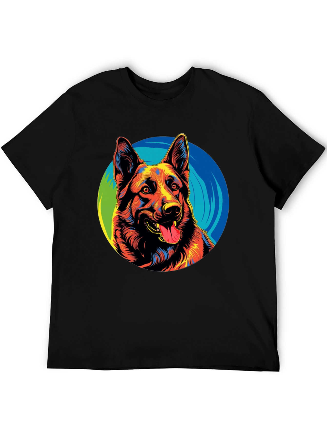 Vibrant German Shepherd Graphic Tee - Black