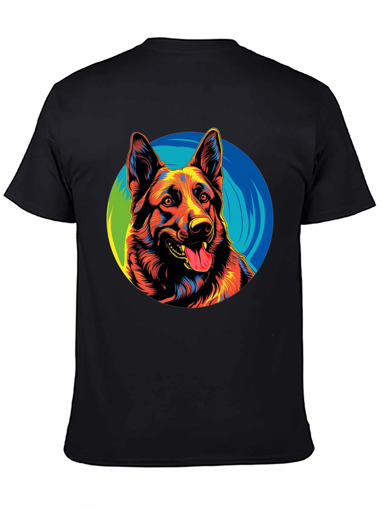 Vibrant German Shepherd Graphic Tee - Black
