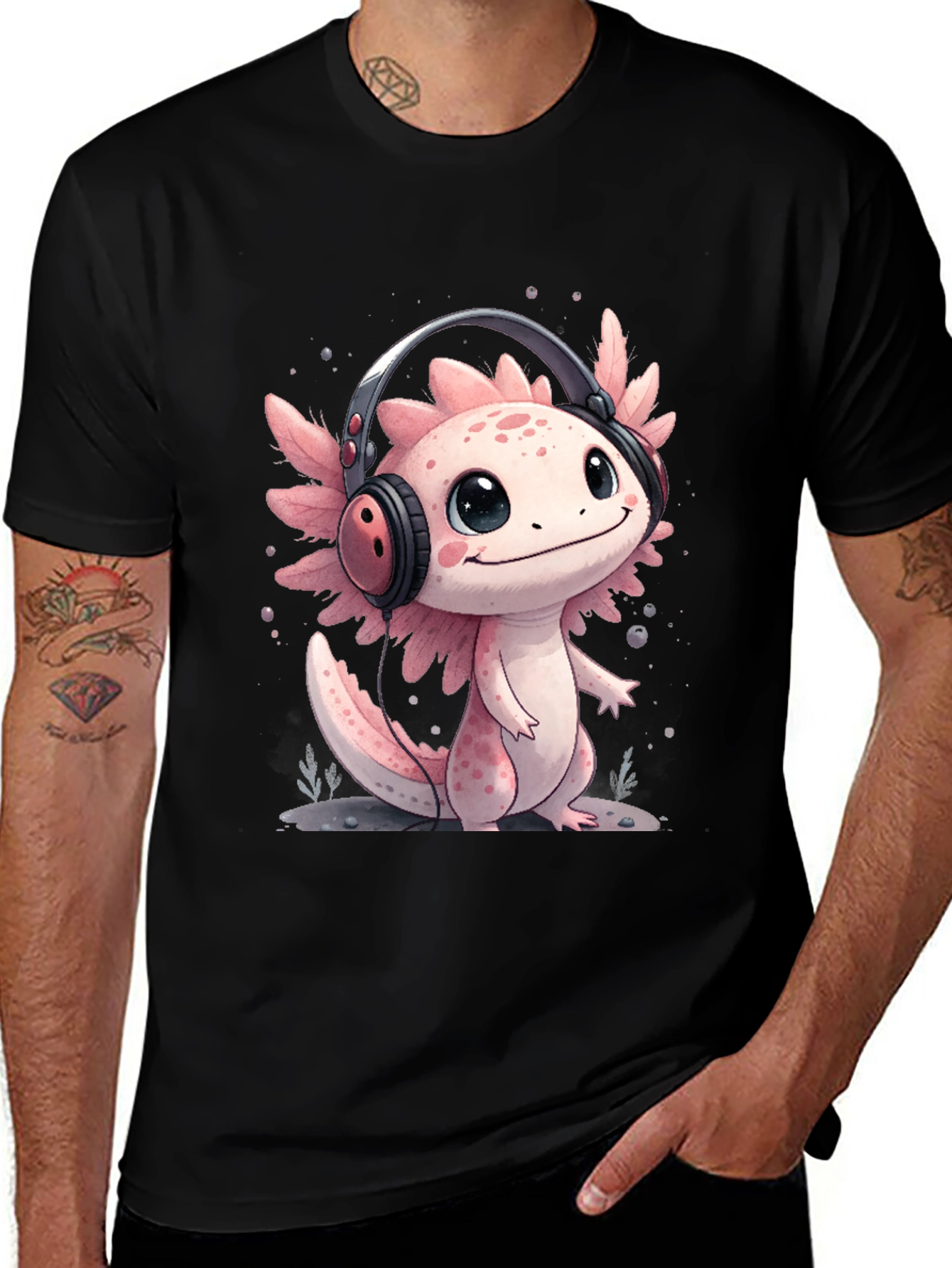 Axolotl Headphones T-Shirt - Cute Gamer Tee