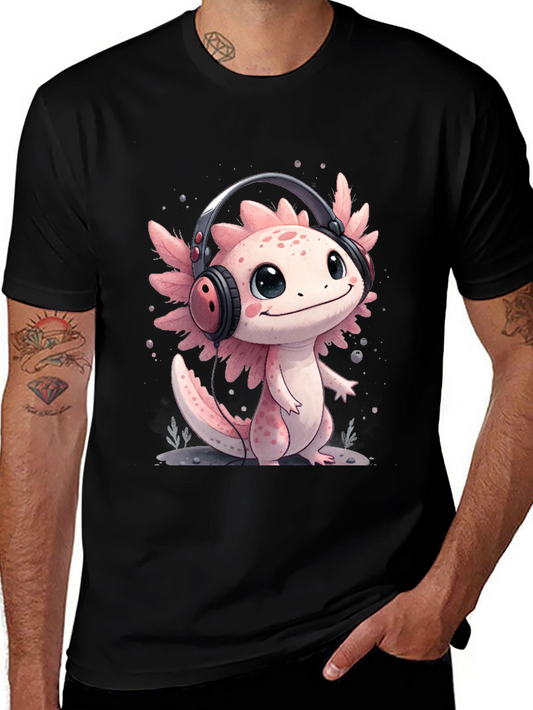 Axolotl Headphones T-Shirt - Cute Gamer Tee
