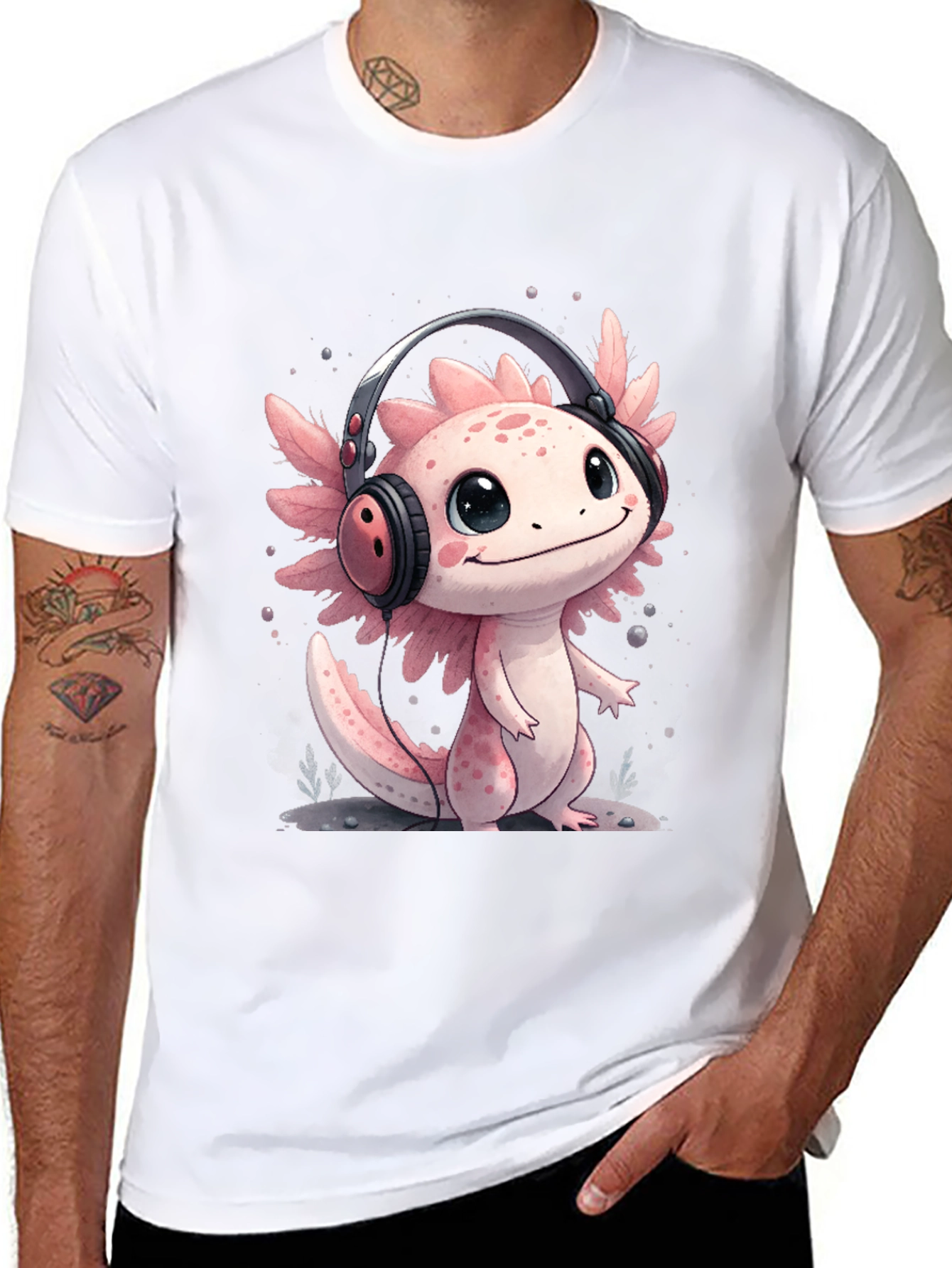 Axolotl Headphones T-Shirt - Cute Gamer Tee