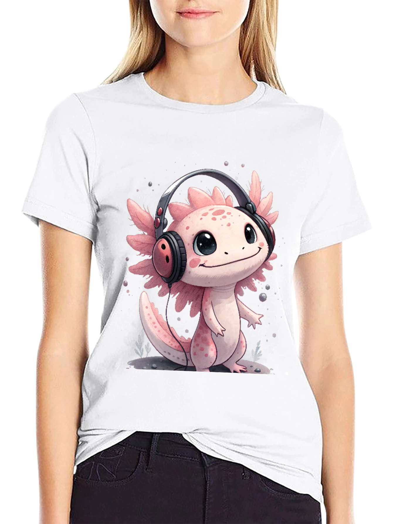 Axolotl Headphones T-Shirt - Cute Gamer Tee