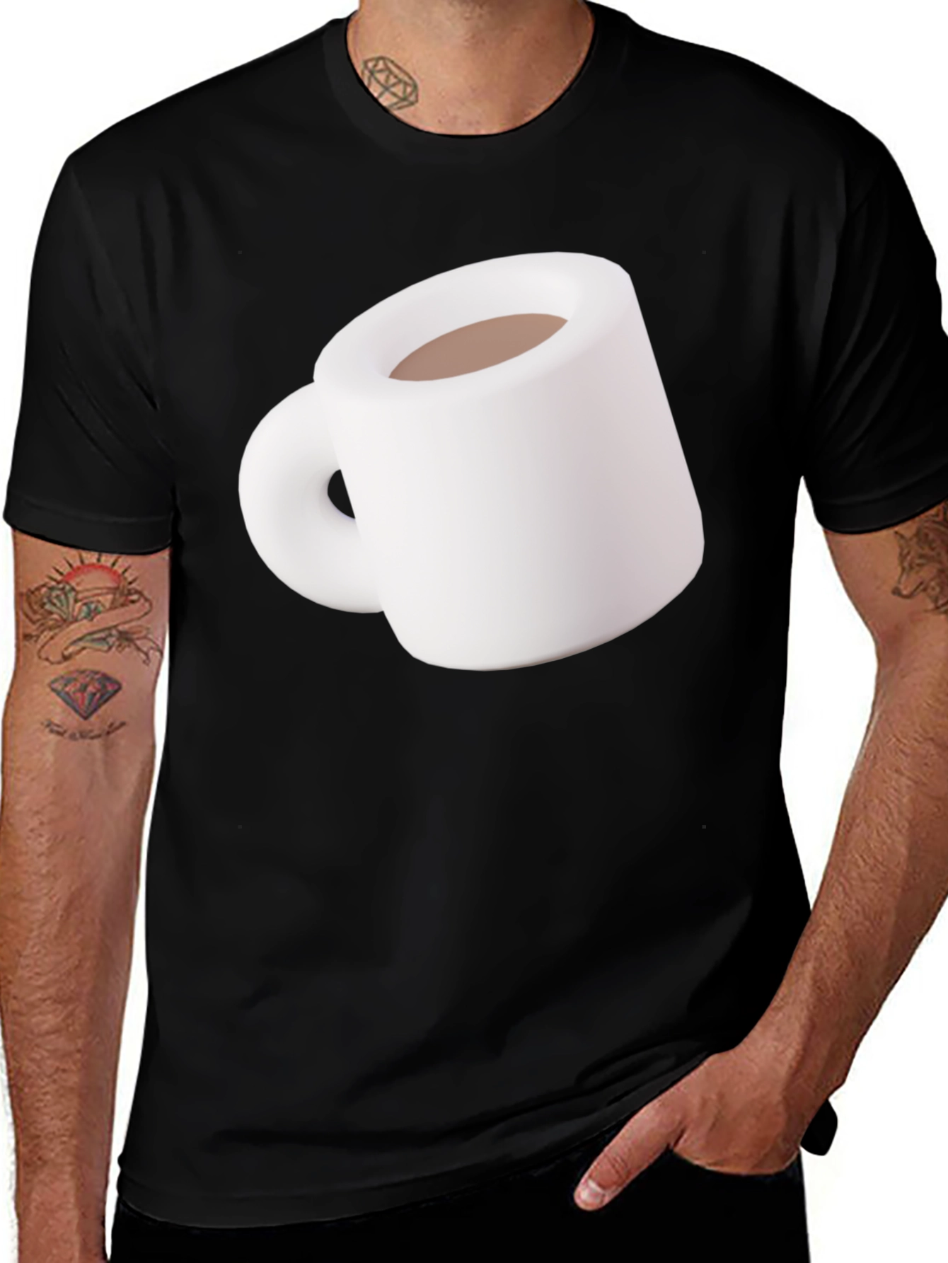 Coffee Mug Graphic Tee - Black Cotton T-Shirt