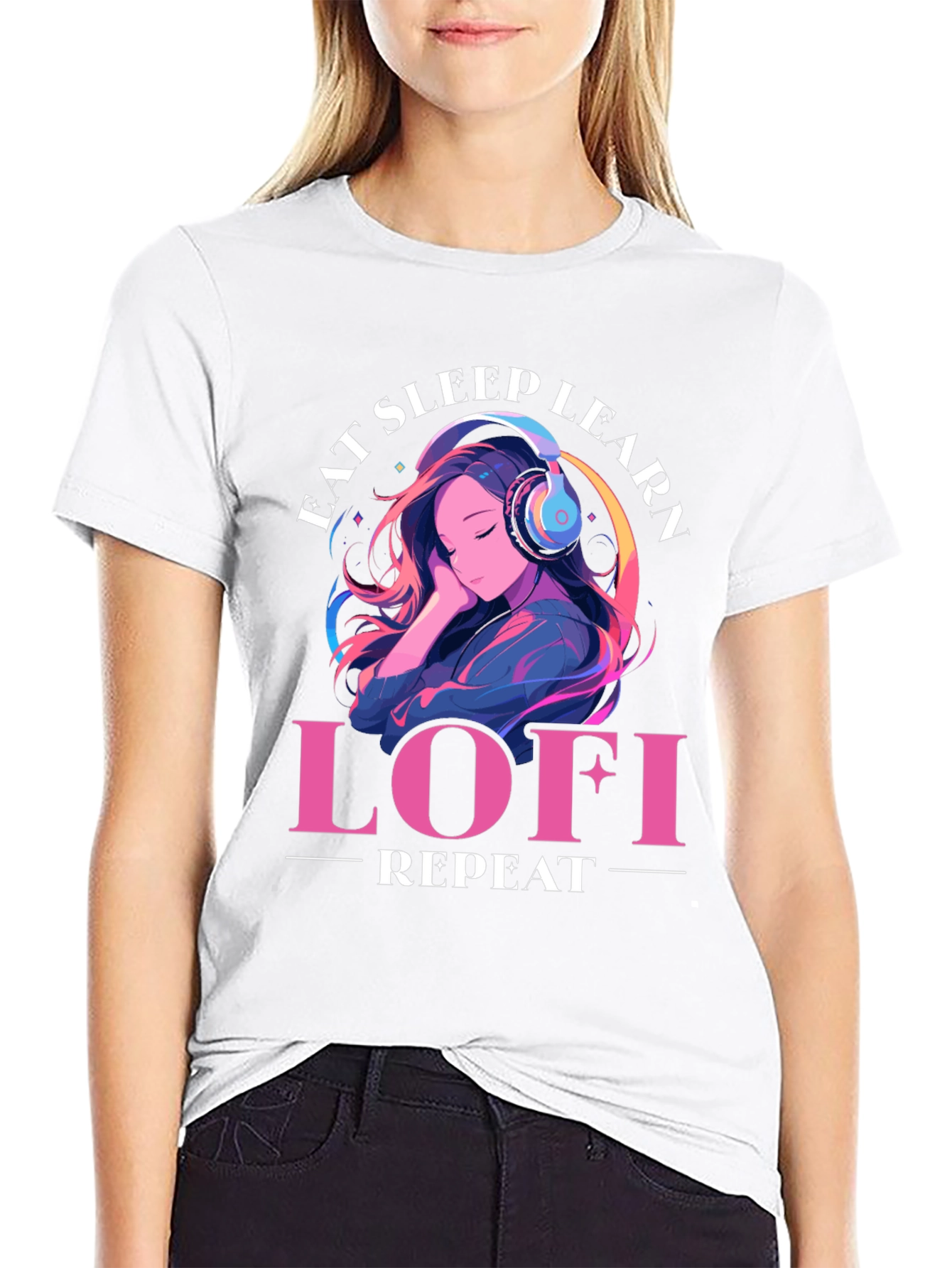 Eat Sleep Learn Lofi Repeat Graphic Tee