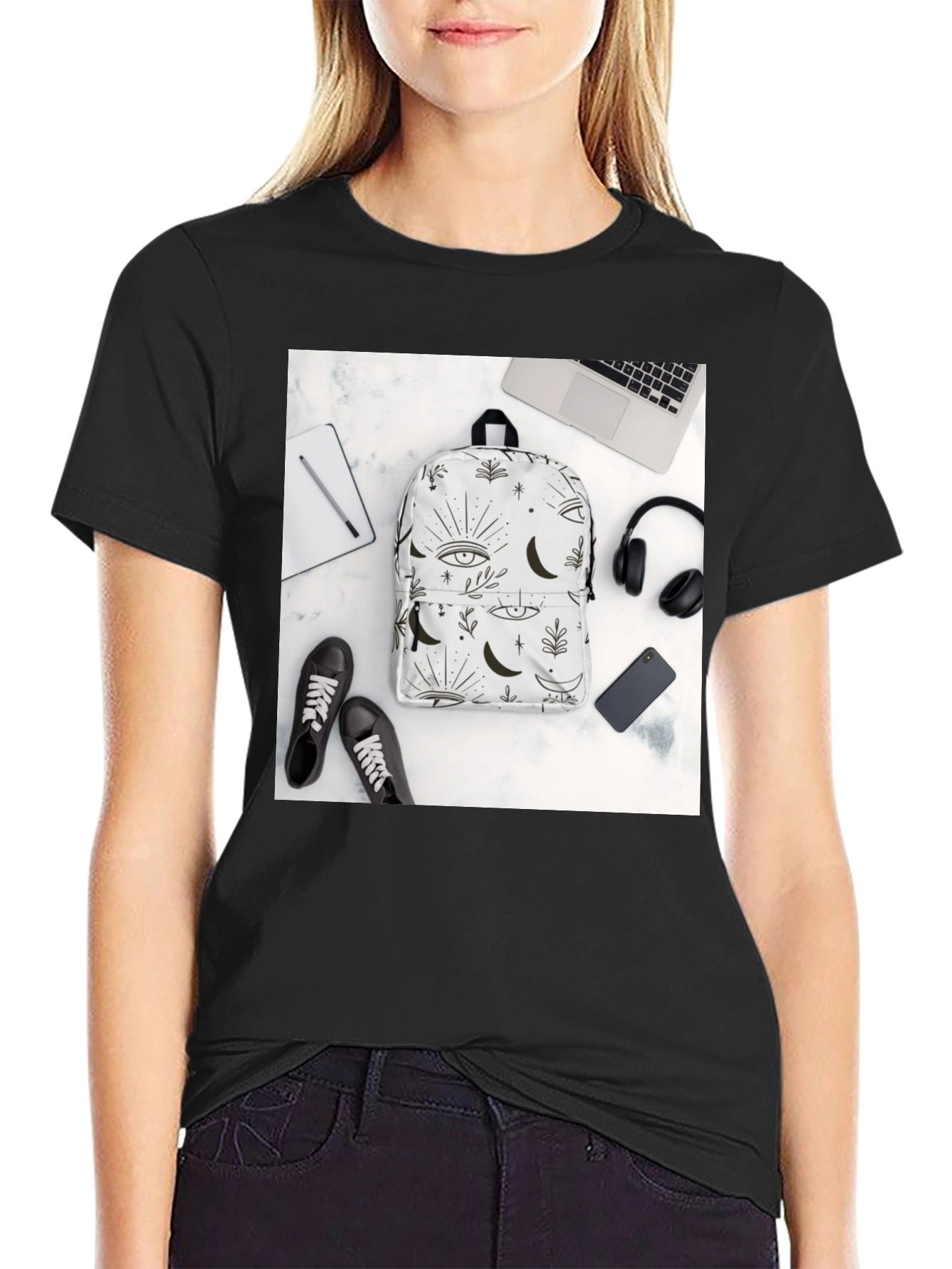 Mystic Moon Backpack on Black Tee