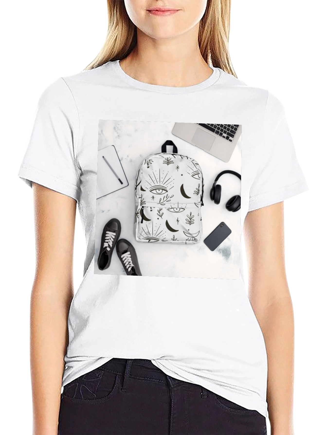 Mystic Moon Backpack on Black Tee