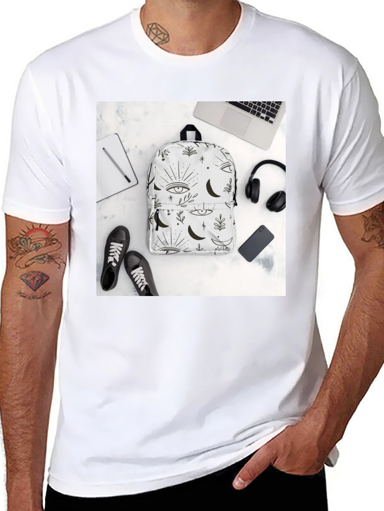 Mystic Moon Backpack on Black Tee