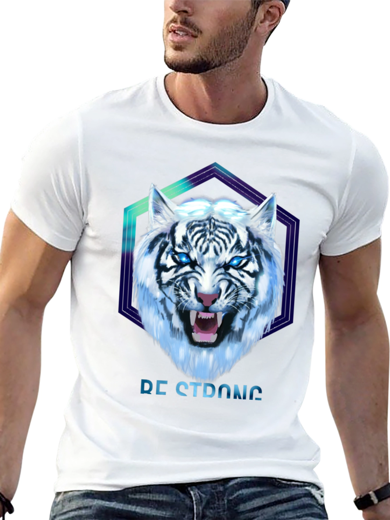 Be Strong White Tiger Graphic T-Shirt