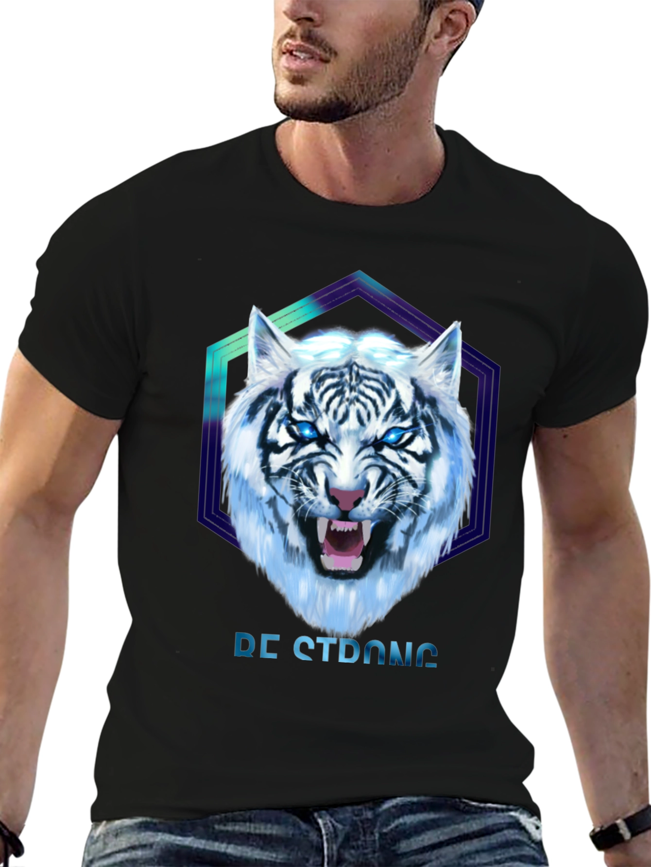 Be Strong White Tiger Graphic T-Shirt