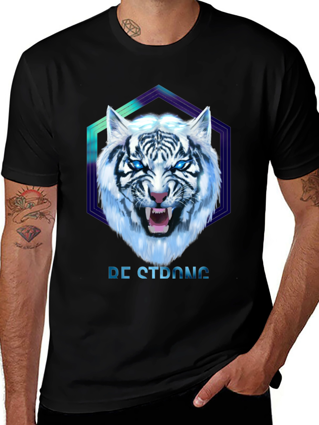 Be Strong White Tiger Graphic T-Shirt