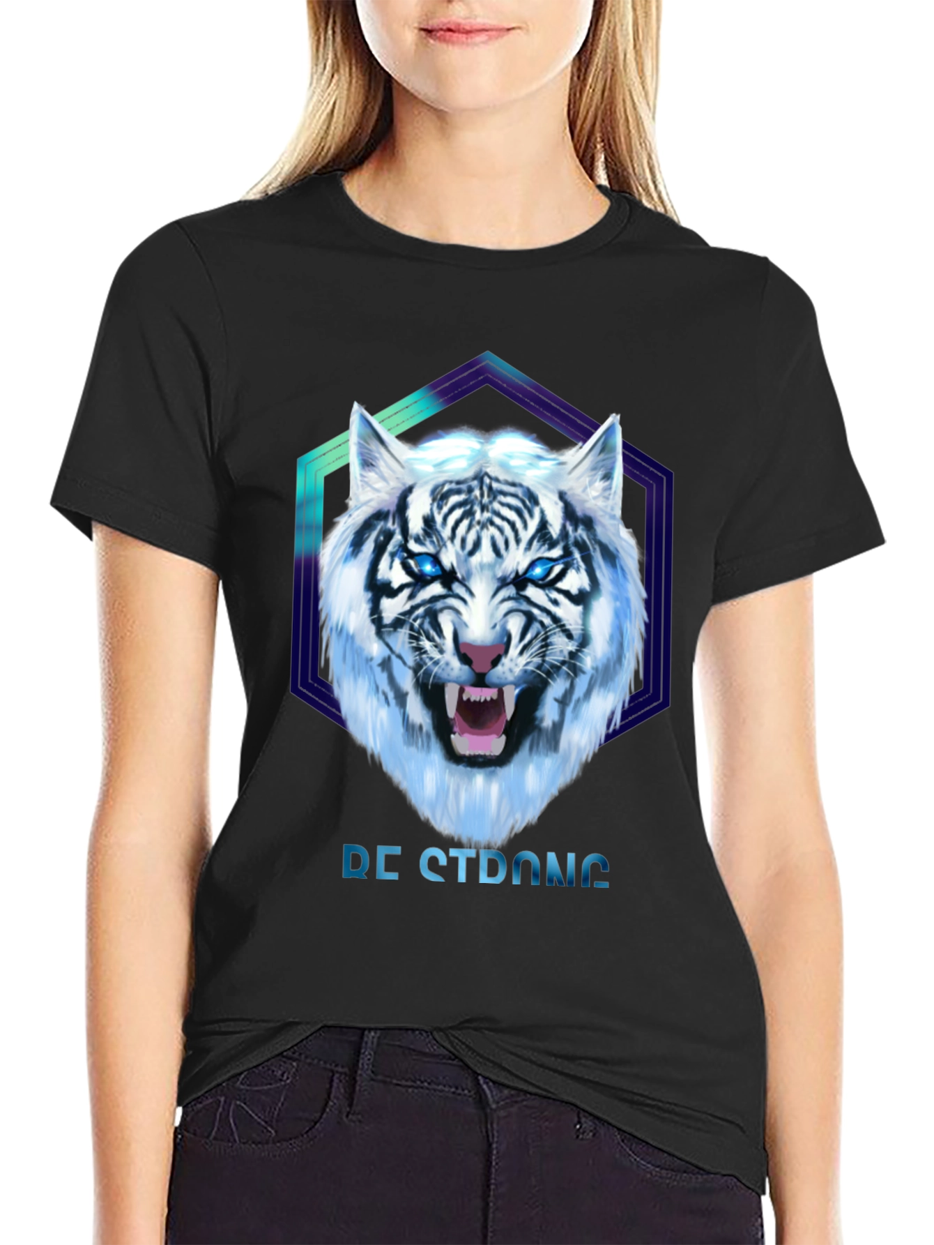 Be Strong White Tiger Graphic T-Shirt